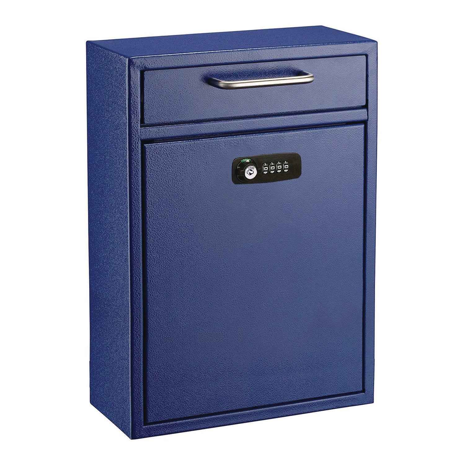 AdirOffice Large Secure Drop Box Wall Mounted Locking Mail Box with Key and Combination lock, 11.2 x 4.7 x 16.2, Blue