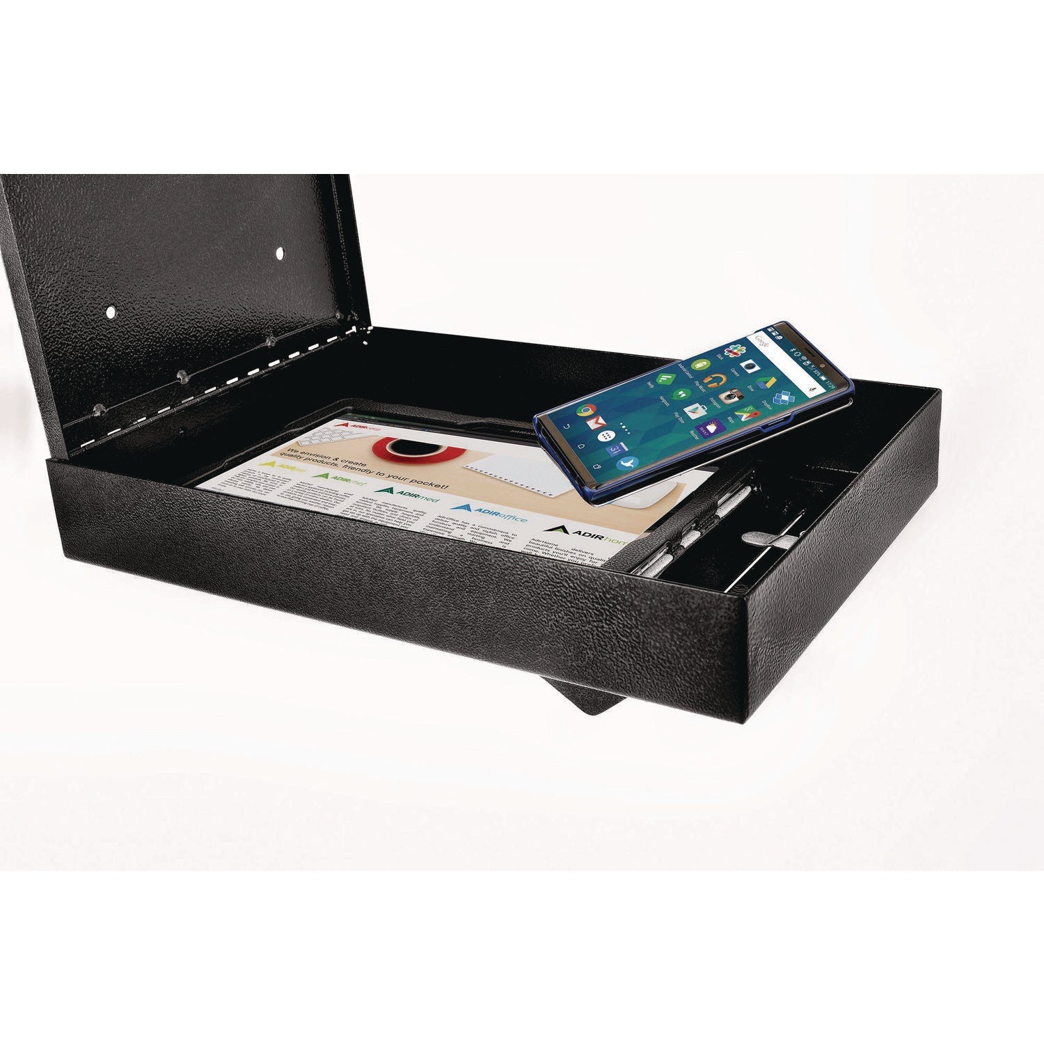 AdirOffice Large Wall Mounted Weatherproof Steel Secure Drop Box, 11 x 2.4 x 16, Black