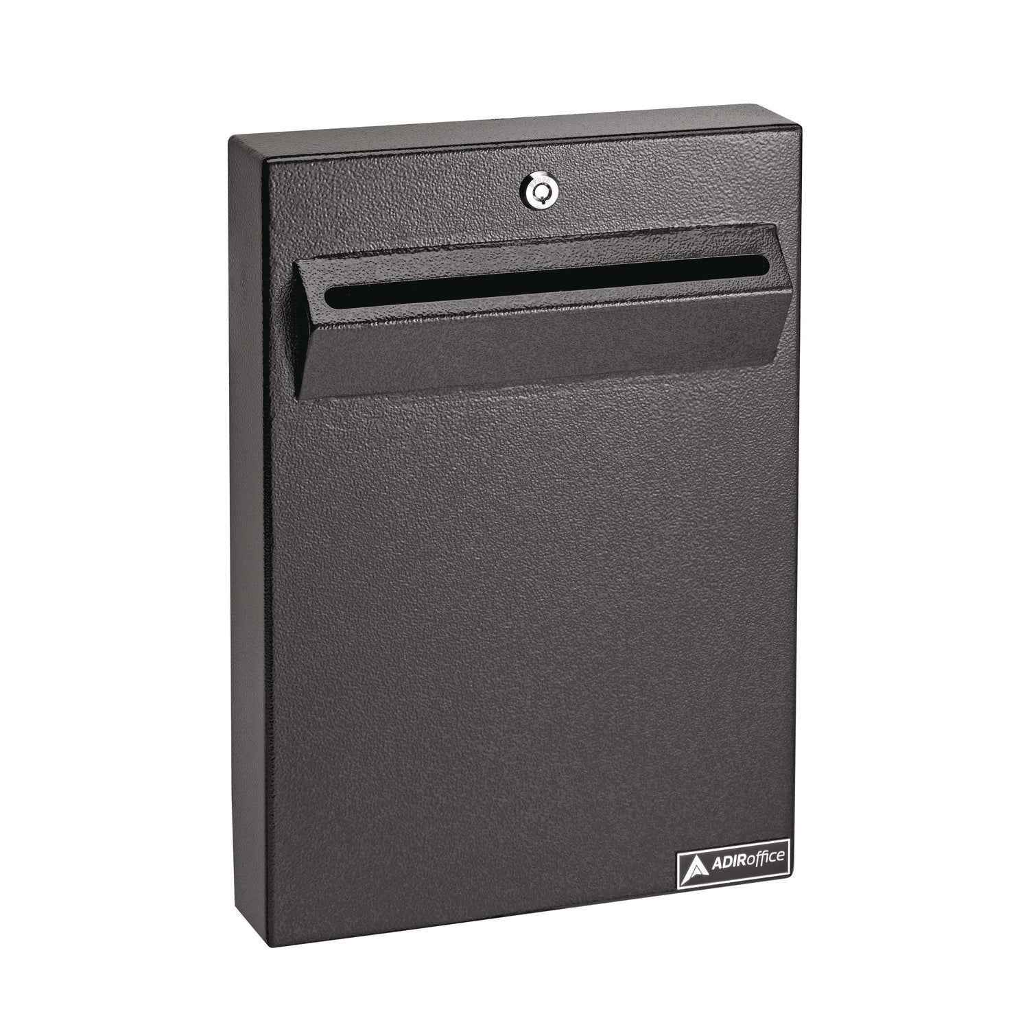 AdirOffice Large Wall Mounted Weatherproof Steel Secure Drop Box, 11 x 2.4 x 16, Black
