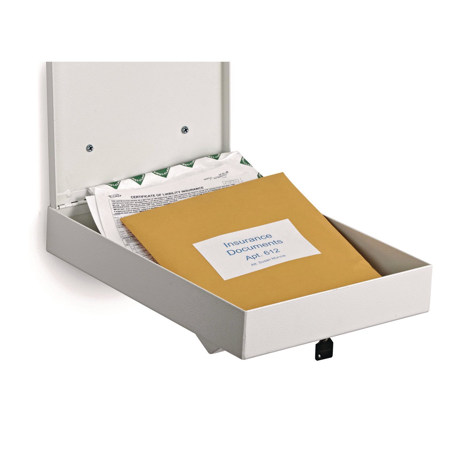 AdirOffice Large Wall Mounted Weatherproof Steel Secure Drop Box, 11 x 2.4 x 16, White