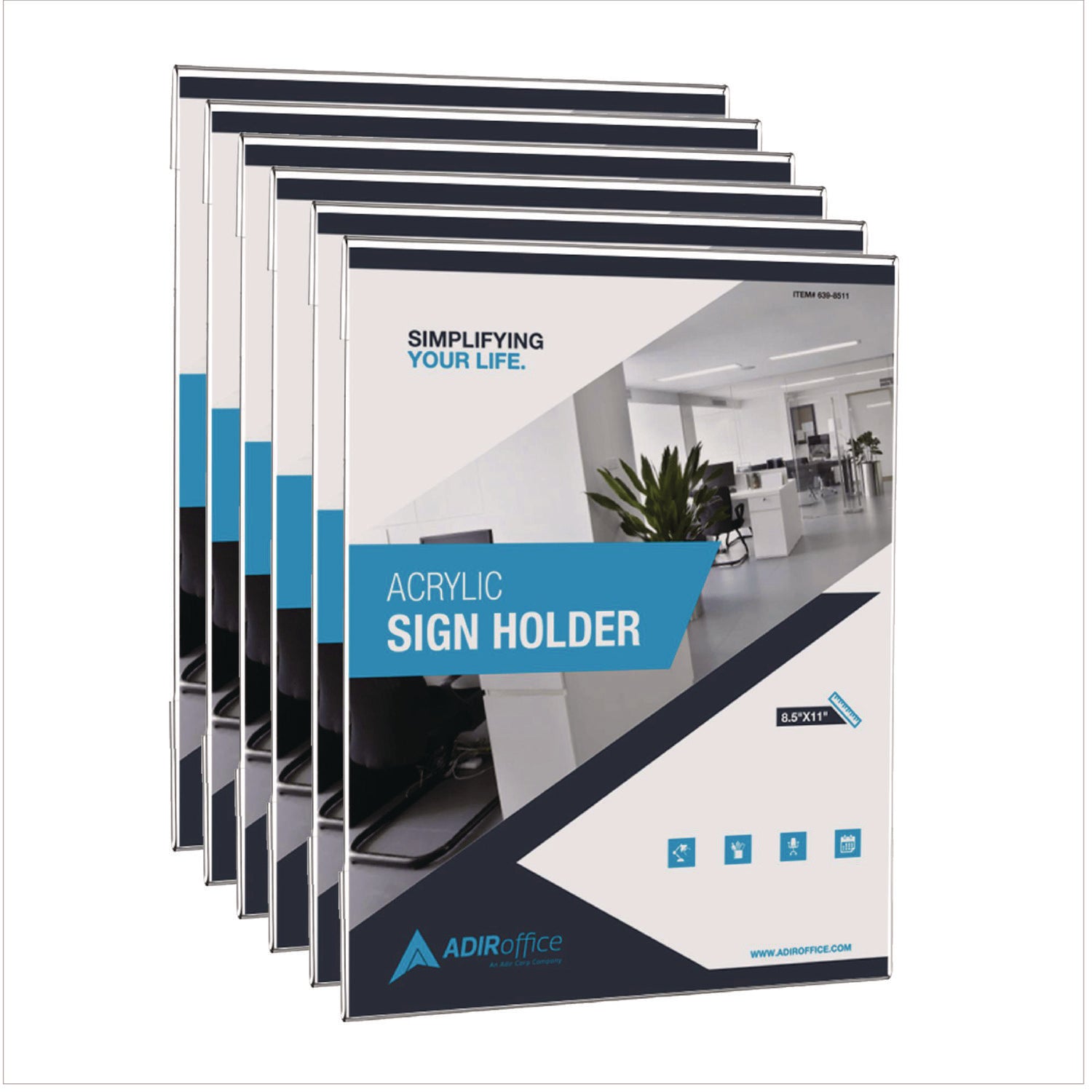 AdirOffice Wall Mount Acrylic Sign Holders | 6pk