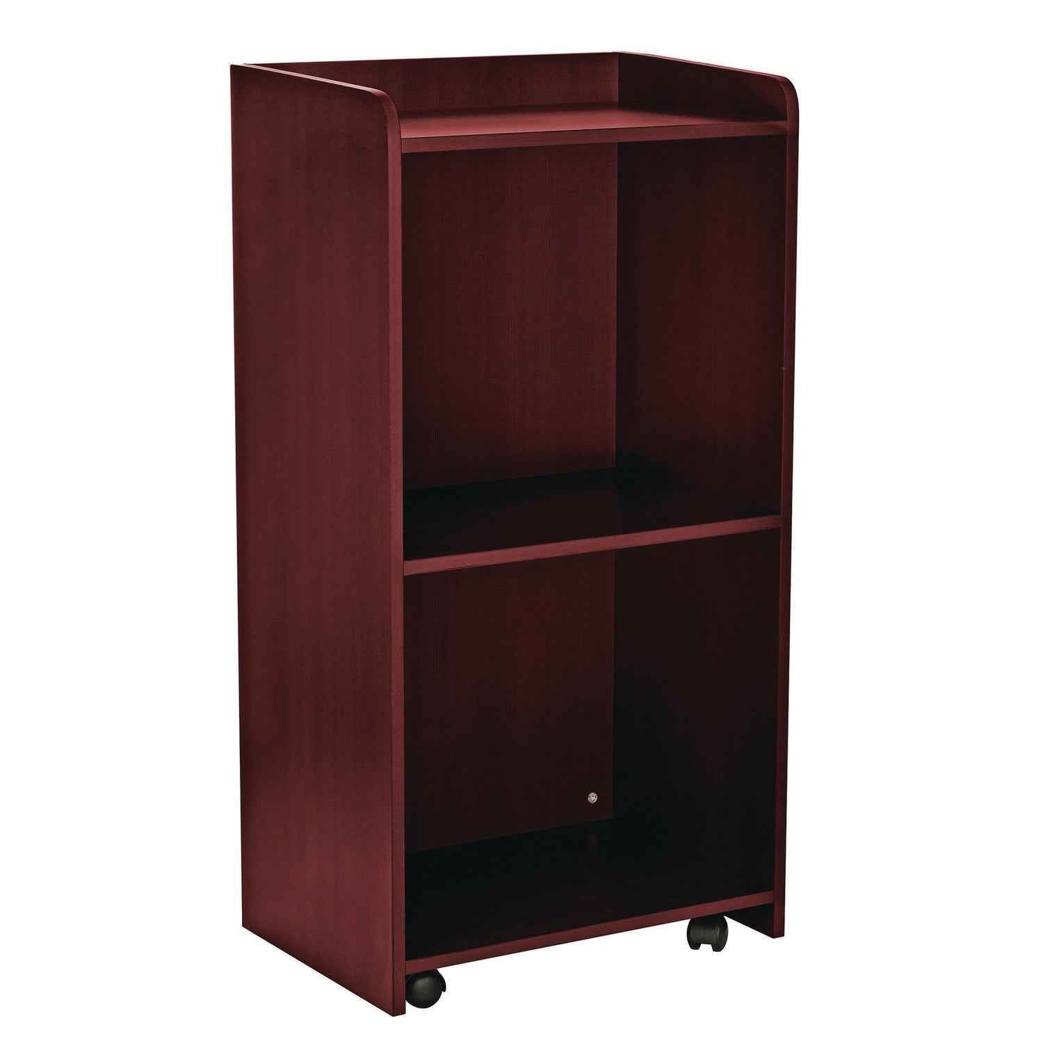 AdirOffice Wood Mobile Presentation Lectern Speaker Stand with Shelves, 22.44 x 16.53 x 45.98, Mahogany