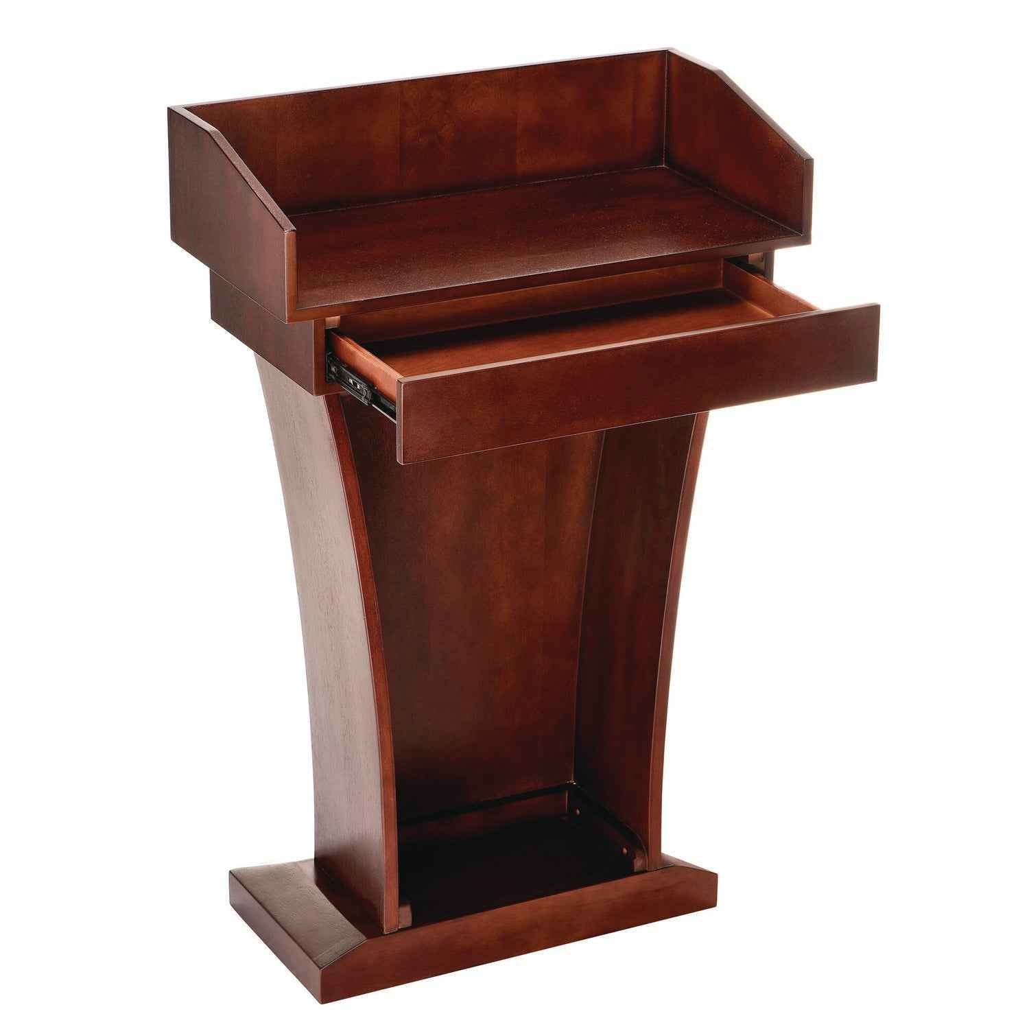 AdirOffice Wood Stand-Up Podium Lectern Speaker Stand with Drawer and Storage Area, 27.55 x 14 x 43.3, Cherry
