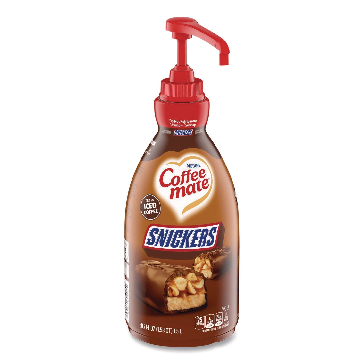 Coffee mate® Liquid Coffee Creamer, Snickers, 1.5 L Pump Bottle