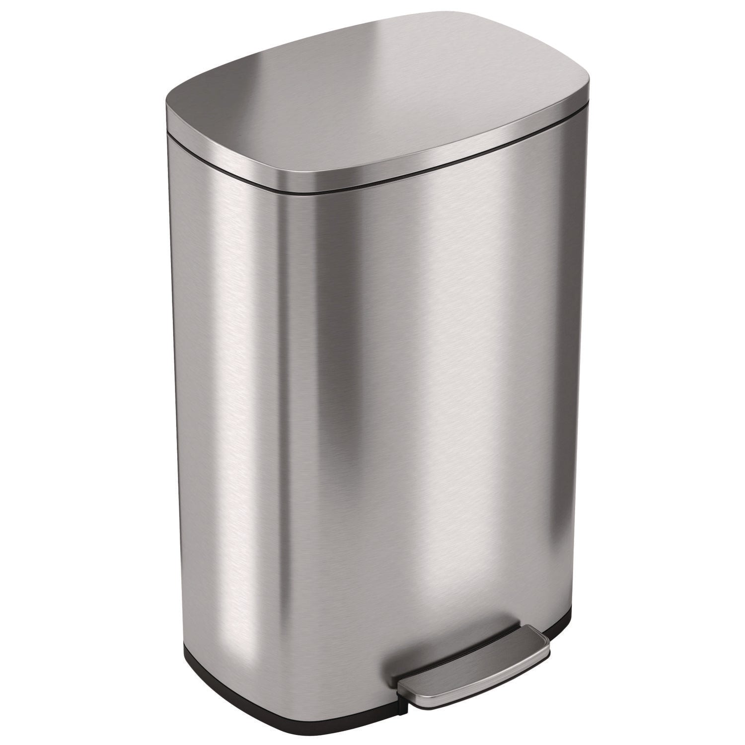 HLS Commercial® Step Pedal Trash Can, 13 gal, Plastic/Stainless Steel, Silver