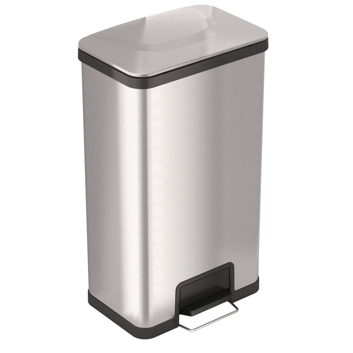 HLS Commercial® Step Pedal Trash Can with AirStep Technology, 18 gal, Stainless Steel, Silver