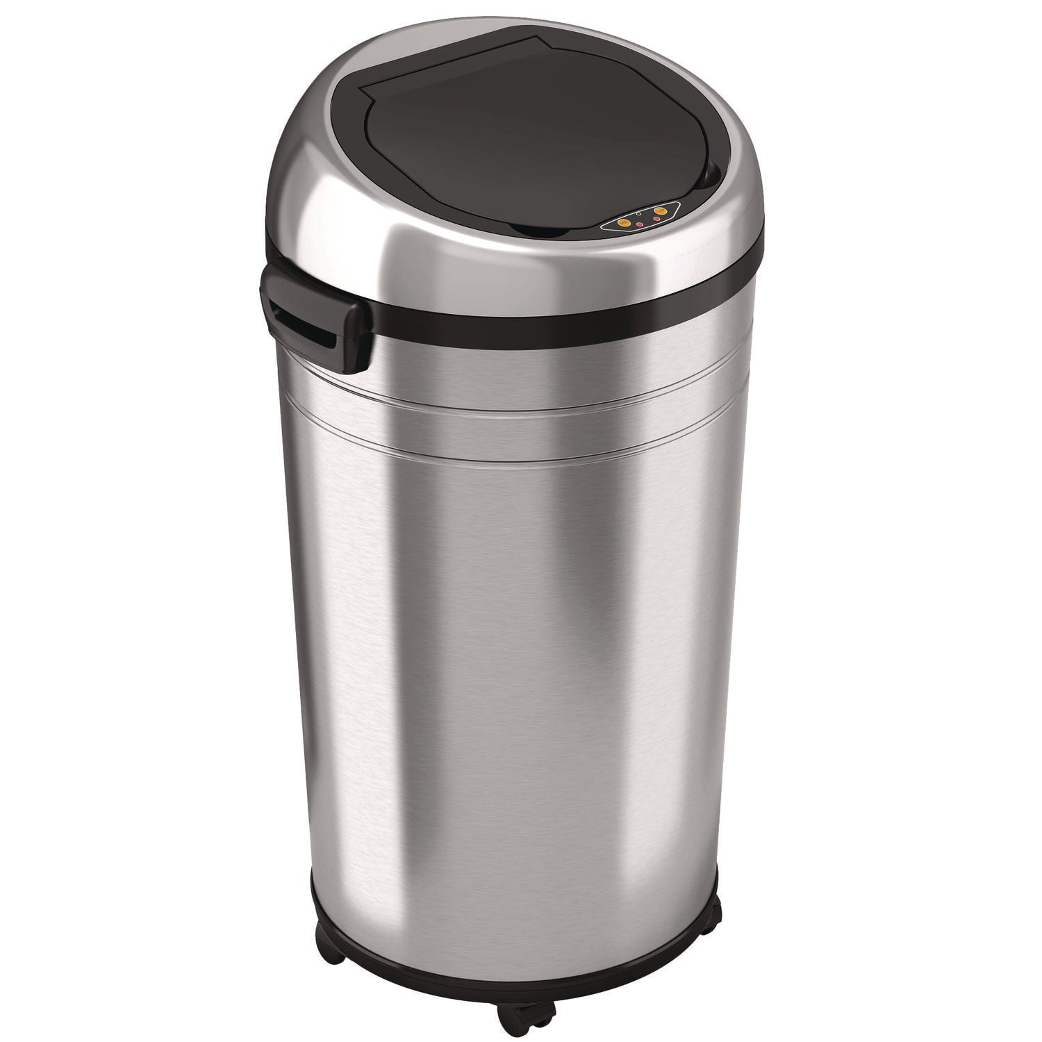 HLS Commercial® Extra-Large Sensor Trash Can with Wheels, 23 gal, Plastic/Stainless Steel, Silver/Black