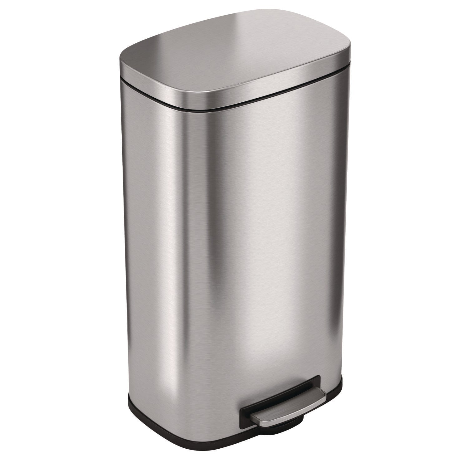 HLS Commercial® Step Pedal Trash Can, 8 gal, Plastic/Stainless Steel, Silver