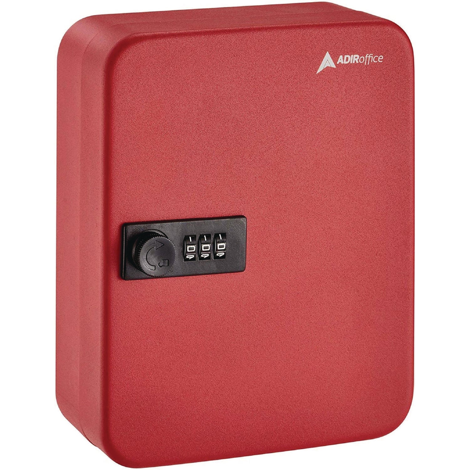AdirOffice Steel Heavy-Duty Key Cabinet with Combination Lock, 30-Key, 6.4 x 3 x 8, Stainless Steel 304, Red