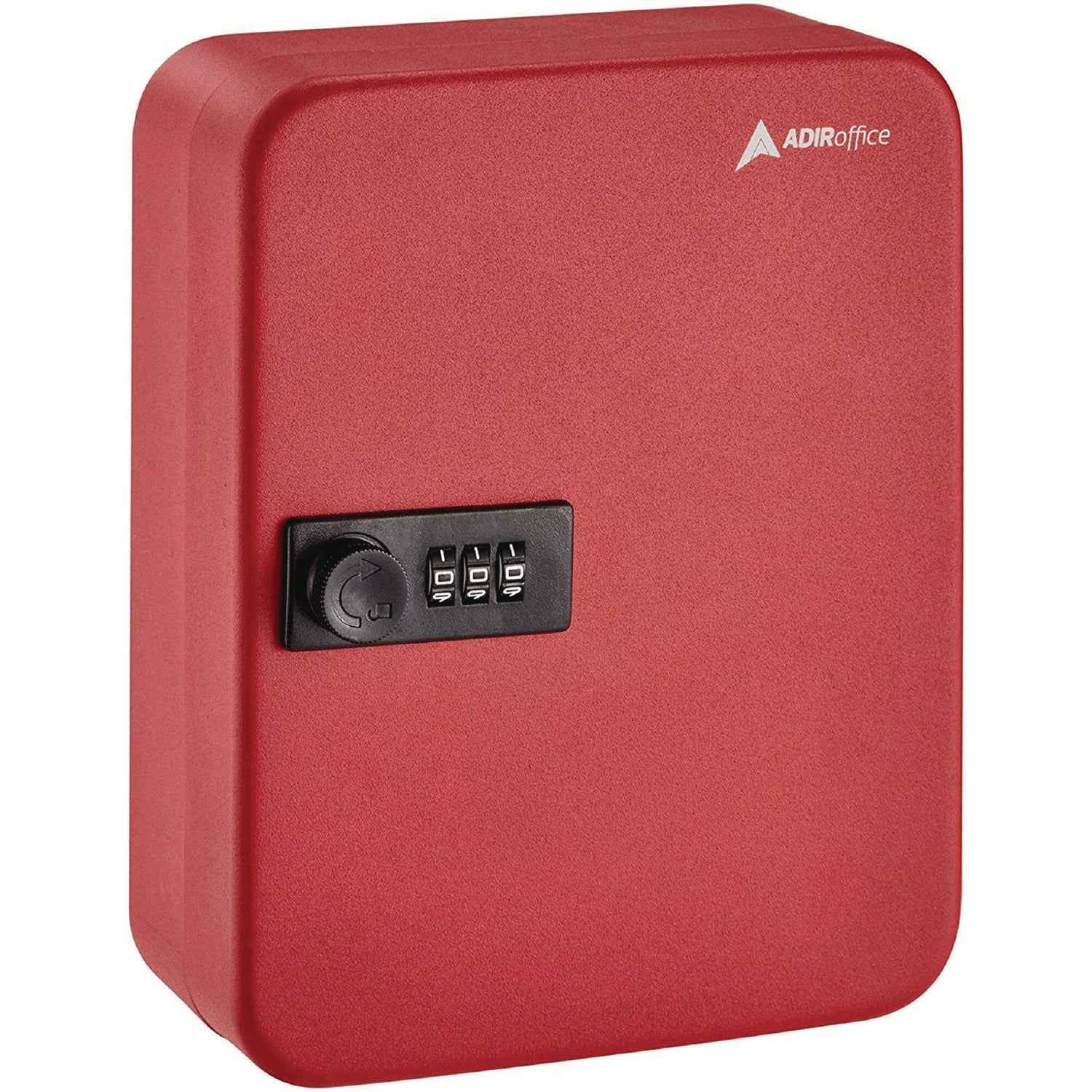 AdirOffice Steel Heavy-Duty Key Cabinet with Combination Lock, 30-Key, 6.4 x 3 x 8, Stainless Steel 304, Red