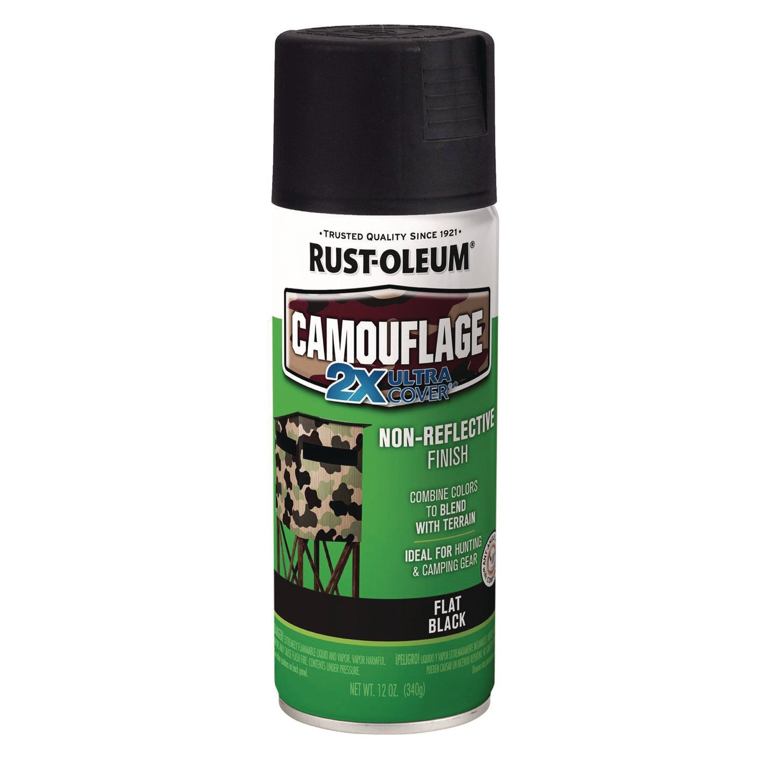 Rust-Oleum® Camouflage Spray Paint, Flat Black, 12 oz Aerosol Can