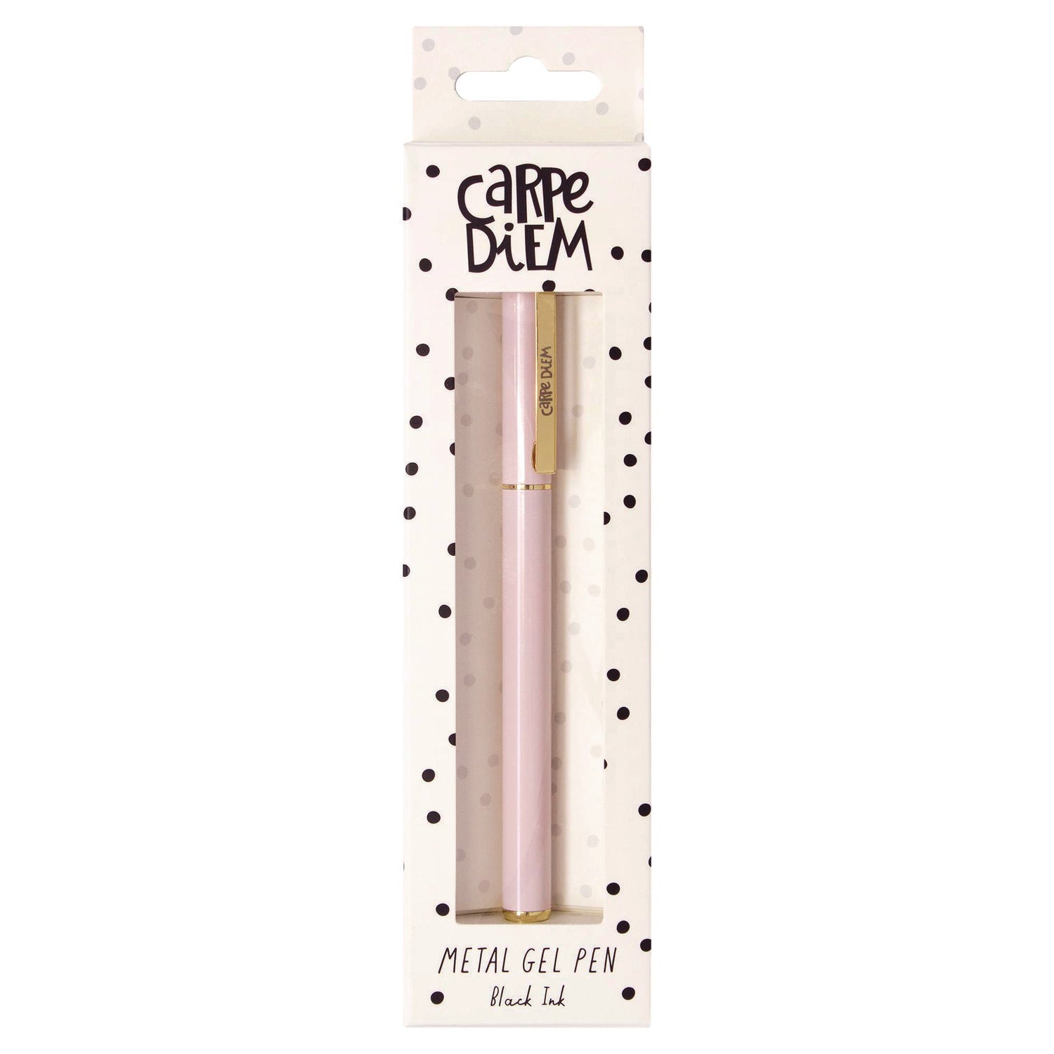 PUKKA PAD® Carpe Diem Metal Gel Pen, Stick, Medium 0.7 mm, Black Ink, Pink Barrel, 6/Pack