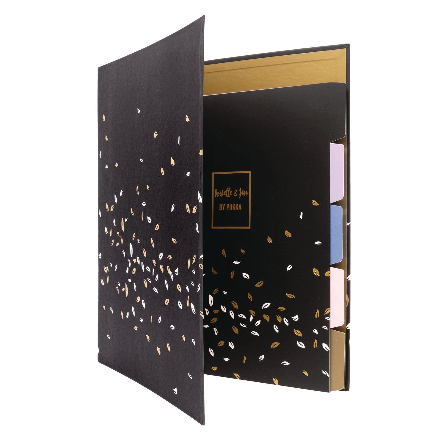 PUKKA PAD® Rollbound Binder, 3 Rings, 1" Capacity, 11 x 8.5, Black/Gold/White