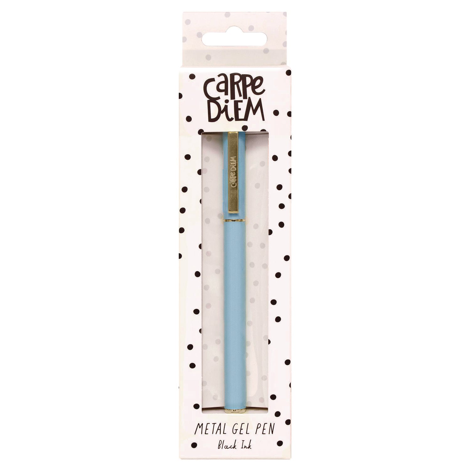 PUKKA PAD® Carpe Diem Metal Gel Pen, Stick, Medium 0.7 mm, Black Ink, Blue Barrel, 6/Pack