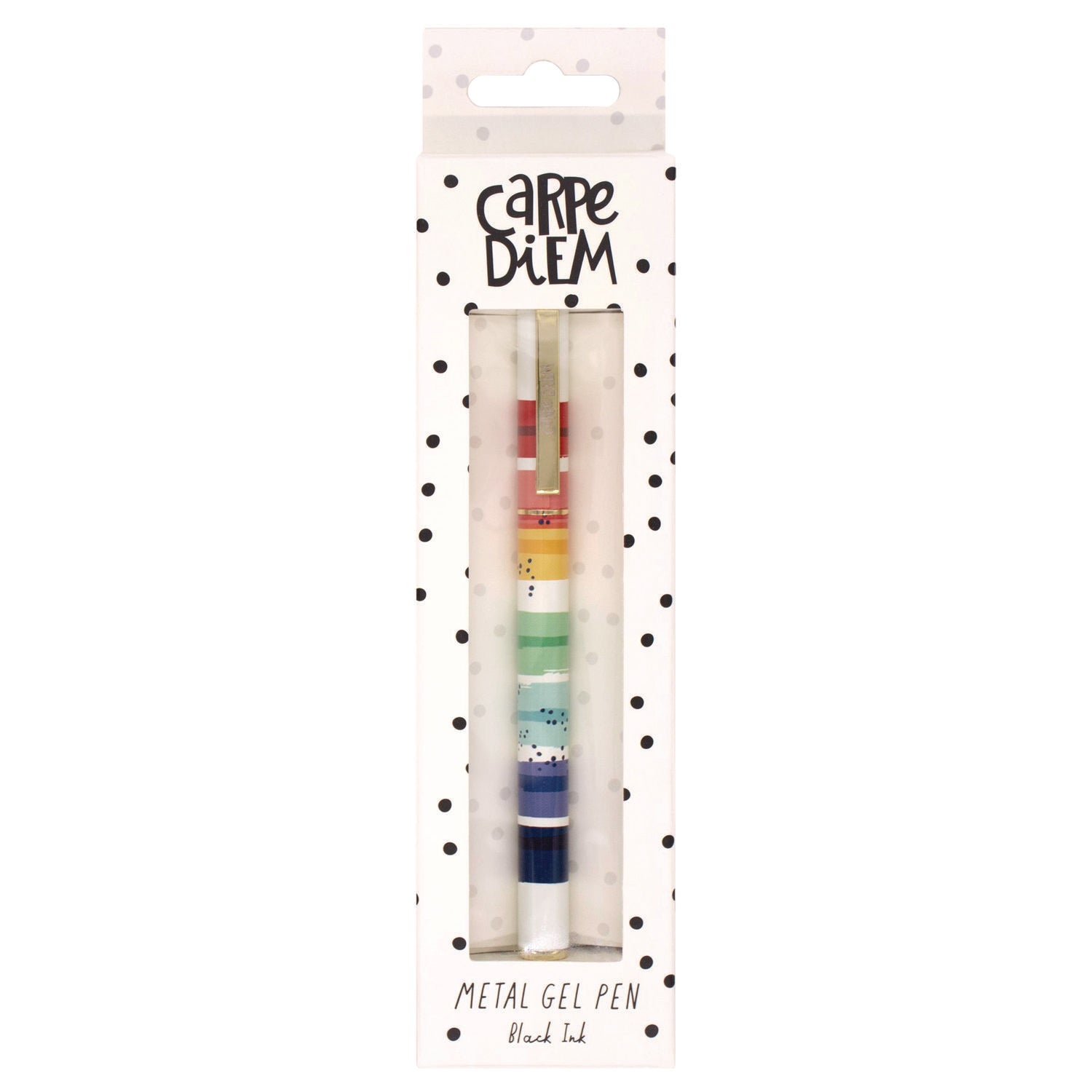 PUKKA PAD® Carpe Diem Metal Gel Pen, Stick, Medium 0.7 mm, Black Ink, Color Wash Multicolor Barrel, 6/Pack