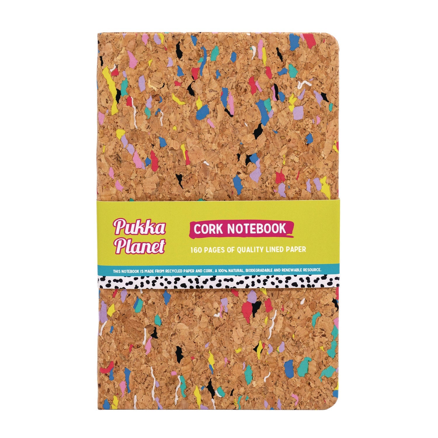 PUKKA PAD® Soft Cover Eco Notebook, 1-Subject, Medium/College Rule, Cork/Multicolor Cover, (96) 8.27 x 5.24 Sheets
