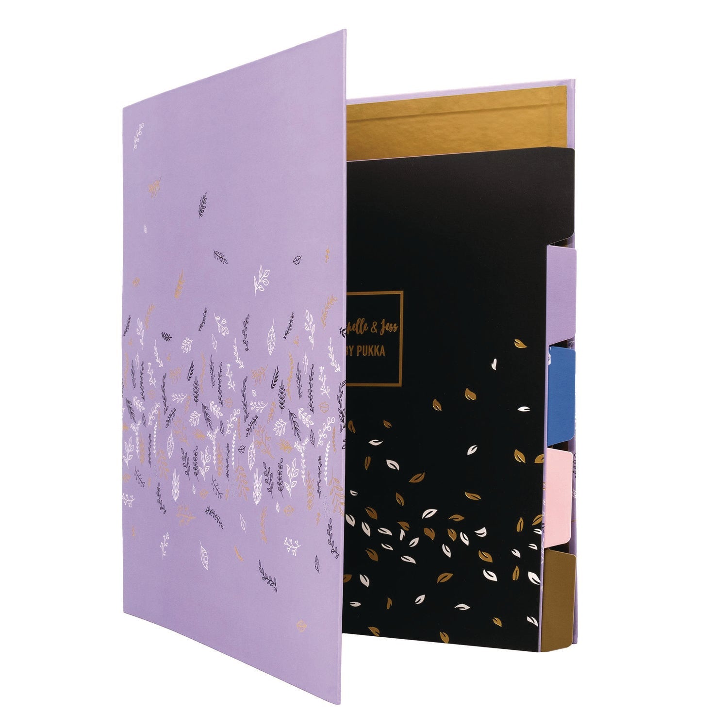 PUKKA PAD® Rollbound Binder, 3 Rings, 1" Capacity, 11 x 8.5, Lilac/Black/Gold/White