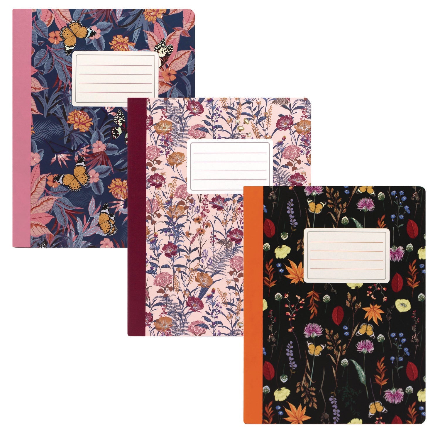 PUKKA PAD® Composition Book, Medium/College Rule, Assorted Bloom Covers, (70) 9.75 x 7.5 Sheets, 3/Pack