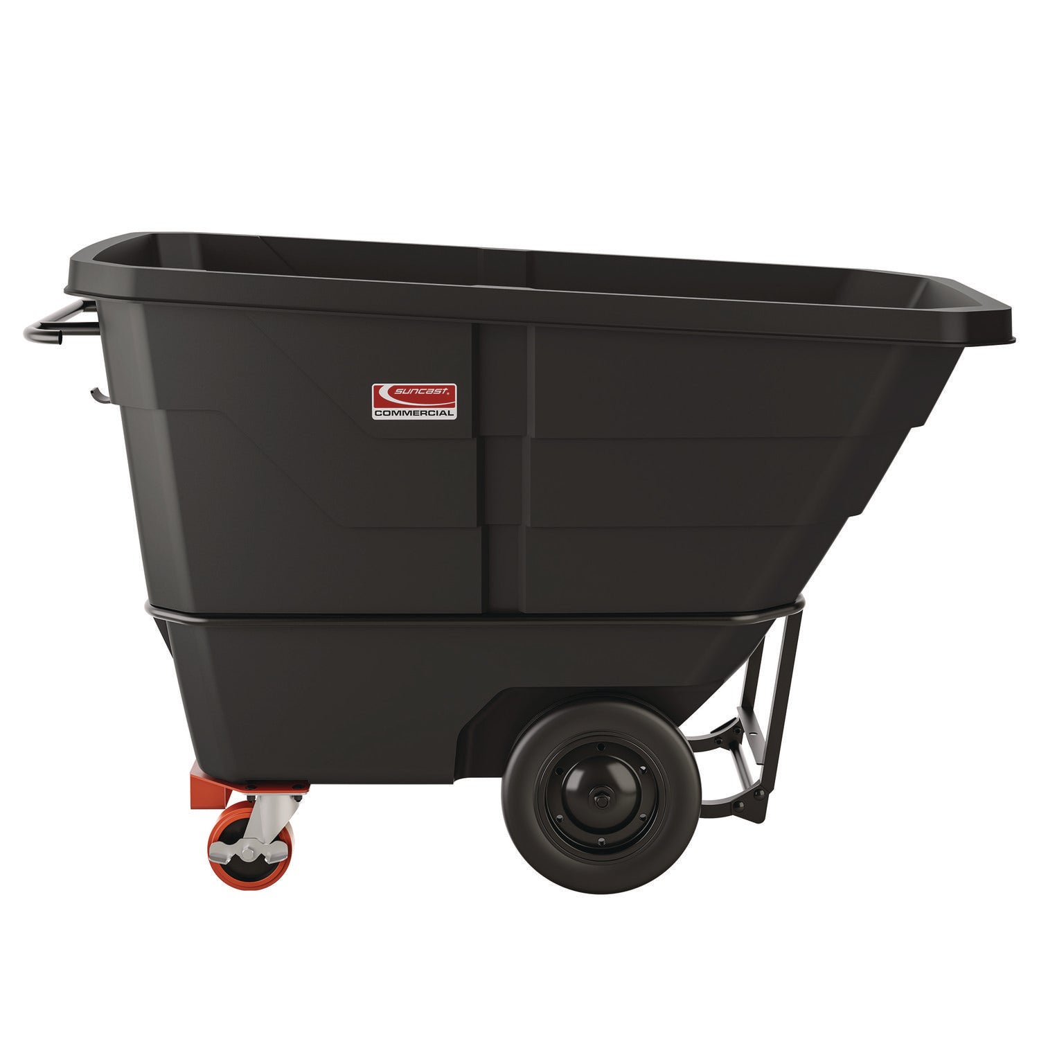 Suncast Commercial® 1 cu yd Heavy Duty Tilt Truck, Forkliftable Frame, 2,200 lb Capacity, Black/Red