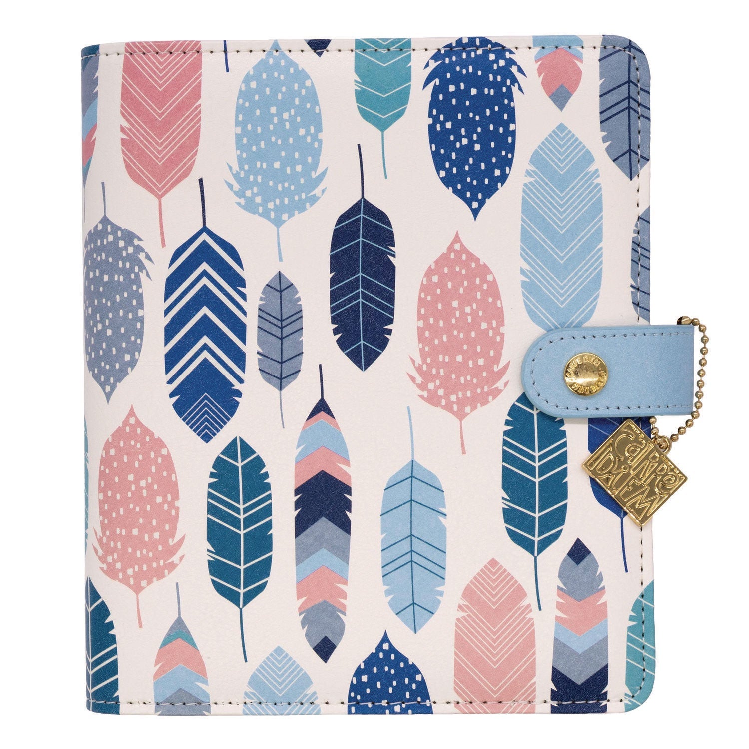 PUKKA PAD® Personal Planner, Feathers, 7.48 x 6.42, Blue/Cream/Pink Cover, 12-Month, Undated