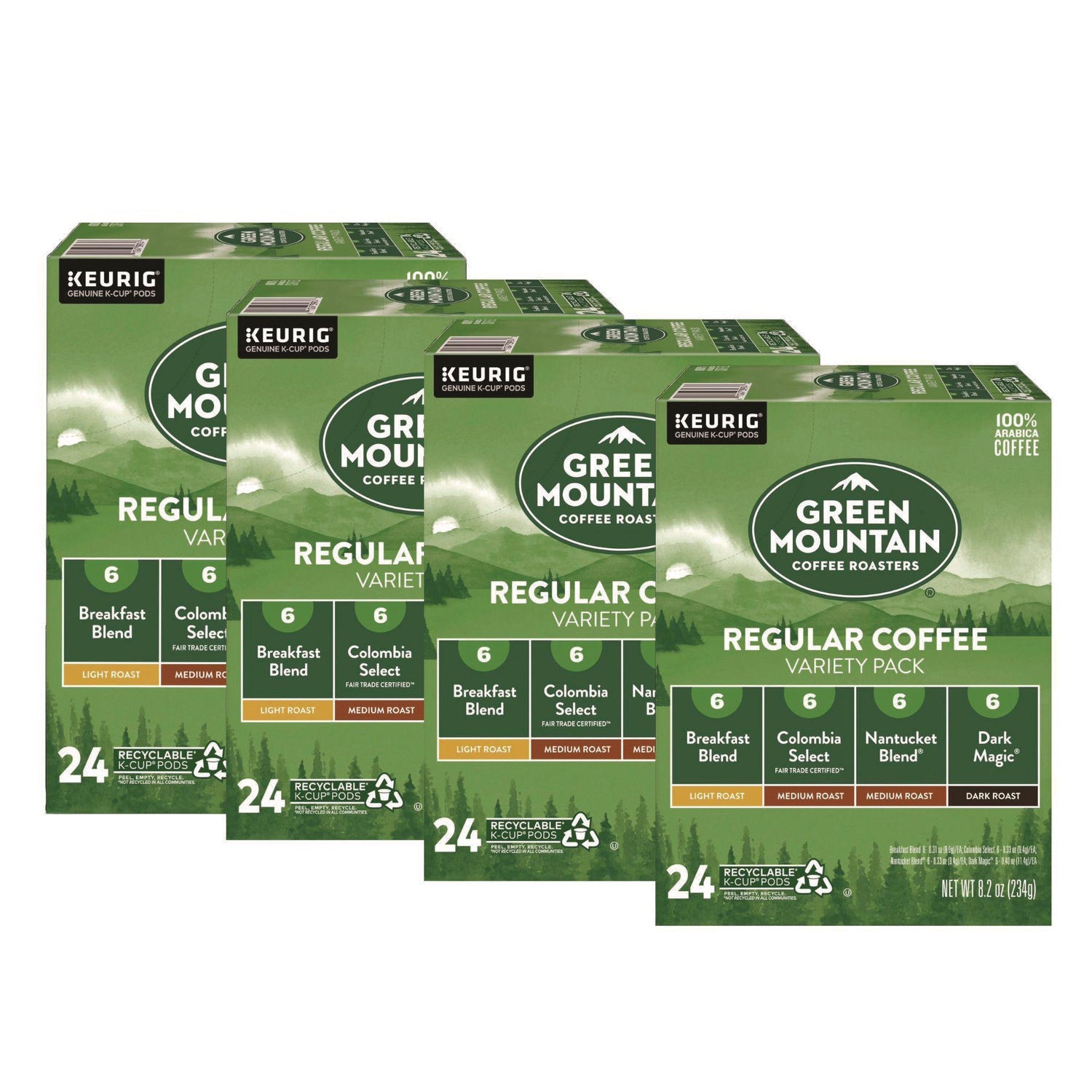 Green Mountain Coffee® Regular Variety Pack Coffee K-Cups, Assorted Flavors, 96/Carton