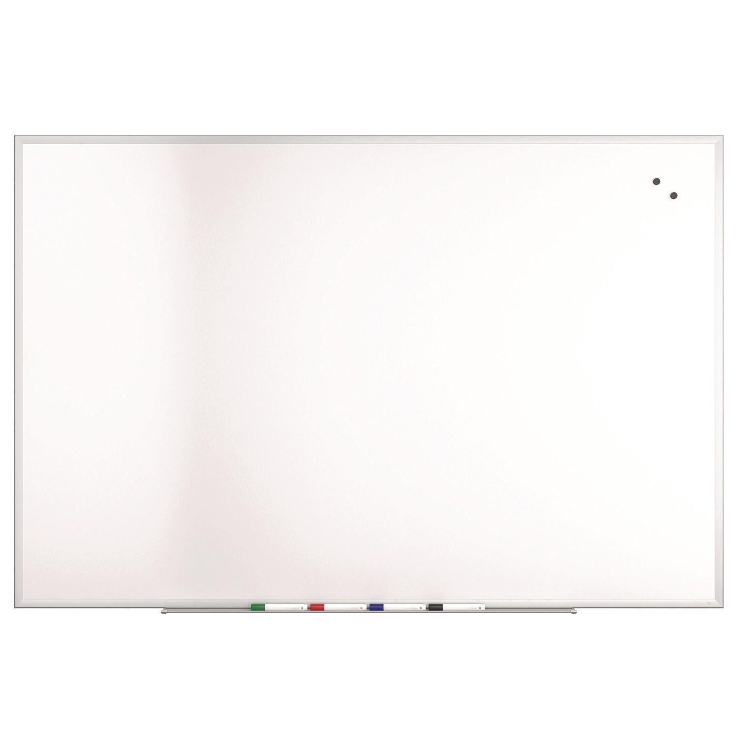 TRU RED™ Magnetic Steel Dry Erase Board, 48" x 72", White Surface, Gray/Natural Aluminum Frame