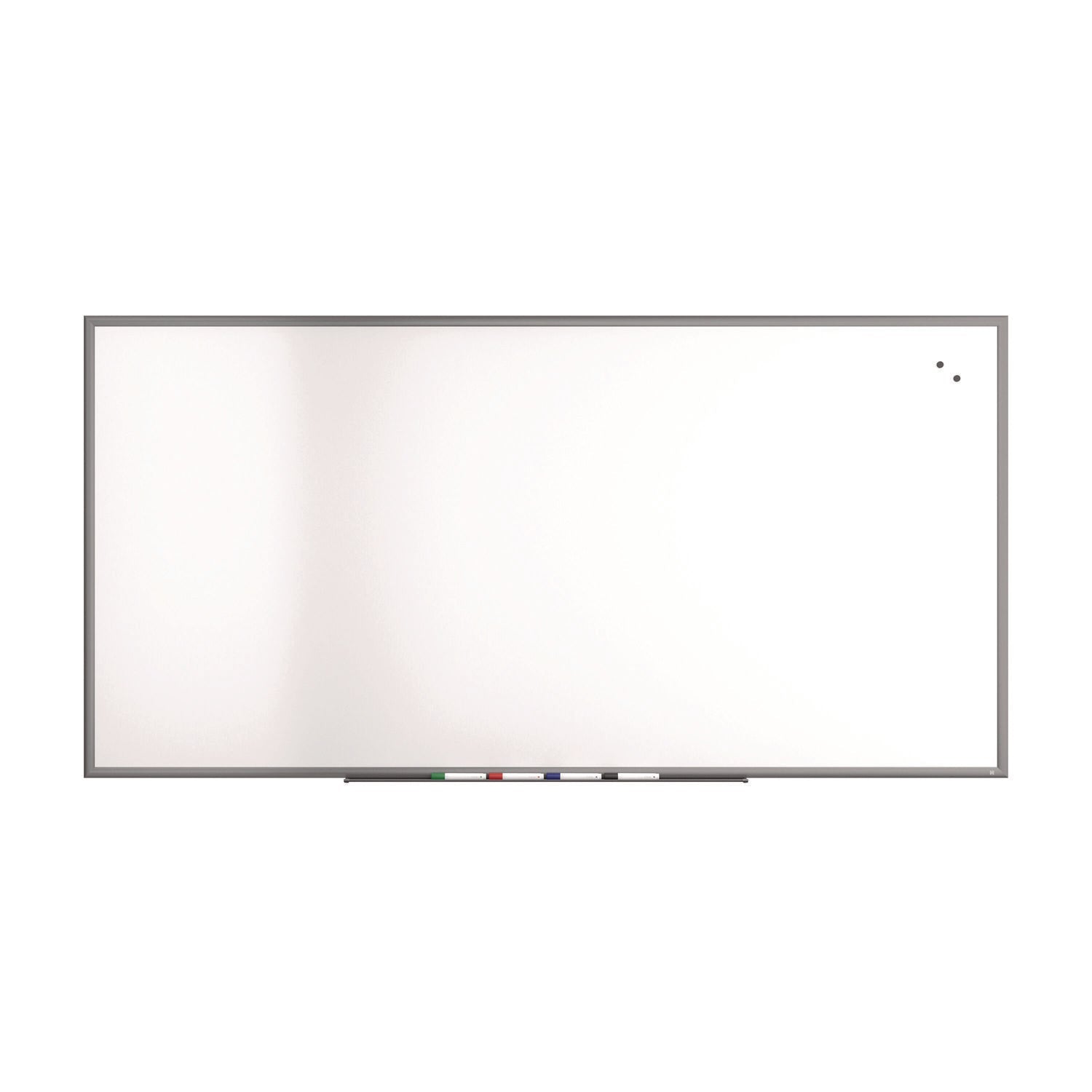 TRU RED™ Magnetic Porcelain Dry Erase Board, 96" x 48", White Surface, Gray/Natural Aluminum Frame