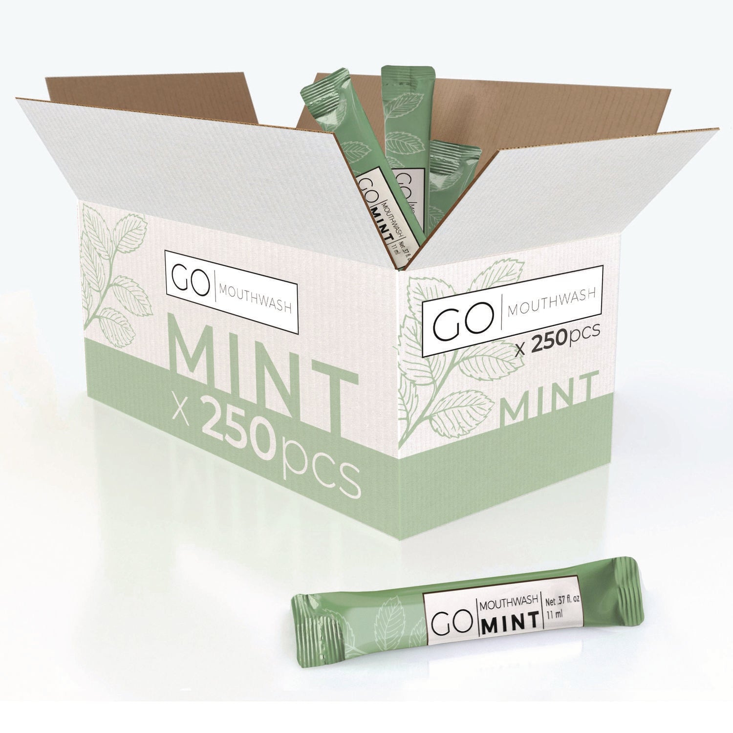 Go Mouthwash Individual Mouthwash Packets, Mint Flavor, 0.37 oz Packet, 250/Box