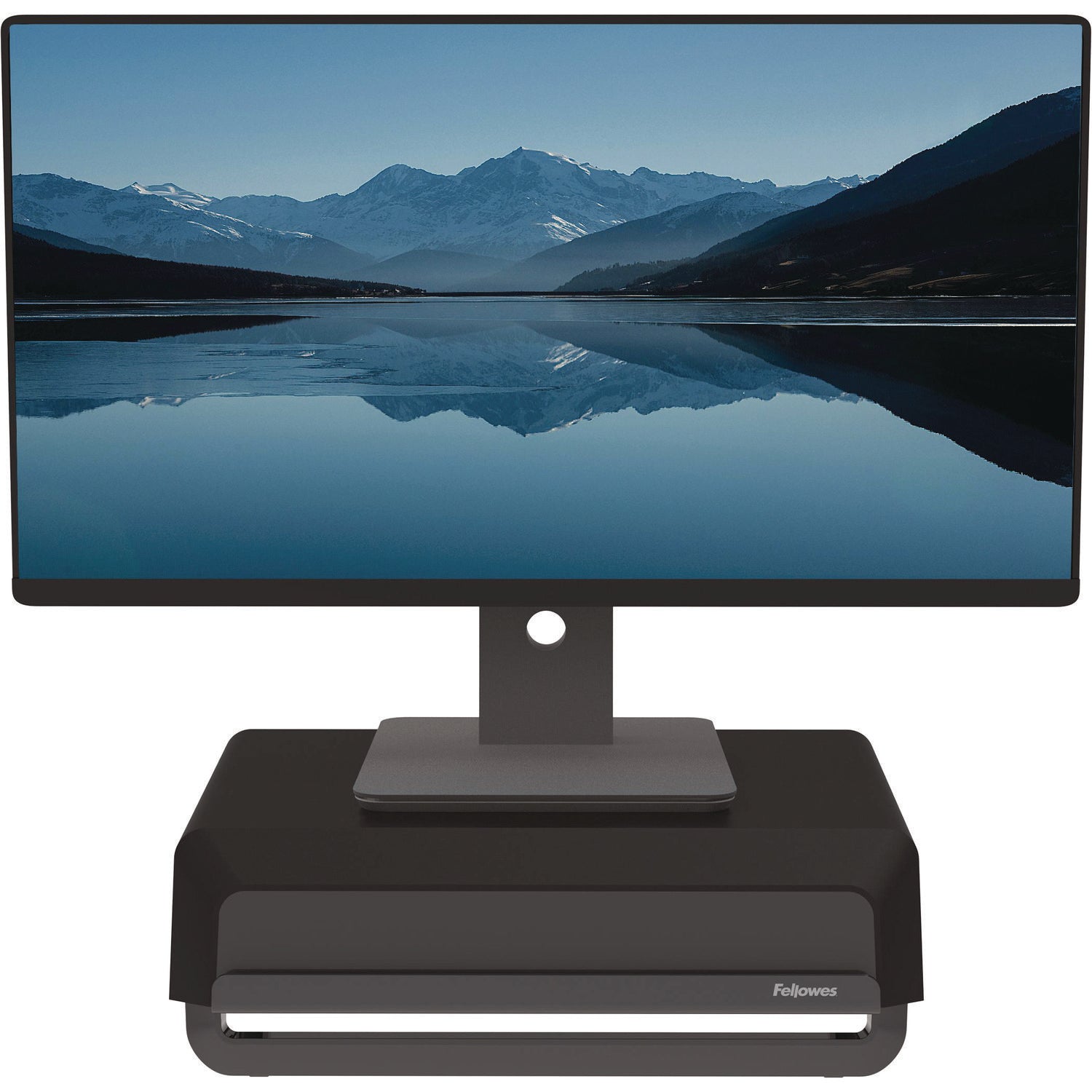 Fellowes® Breyta Monitor Stand, 13.94" x 11.97" x 3.25" to 6", Black, Supports 33 lbs