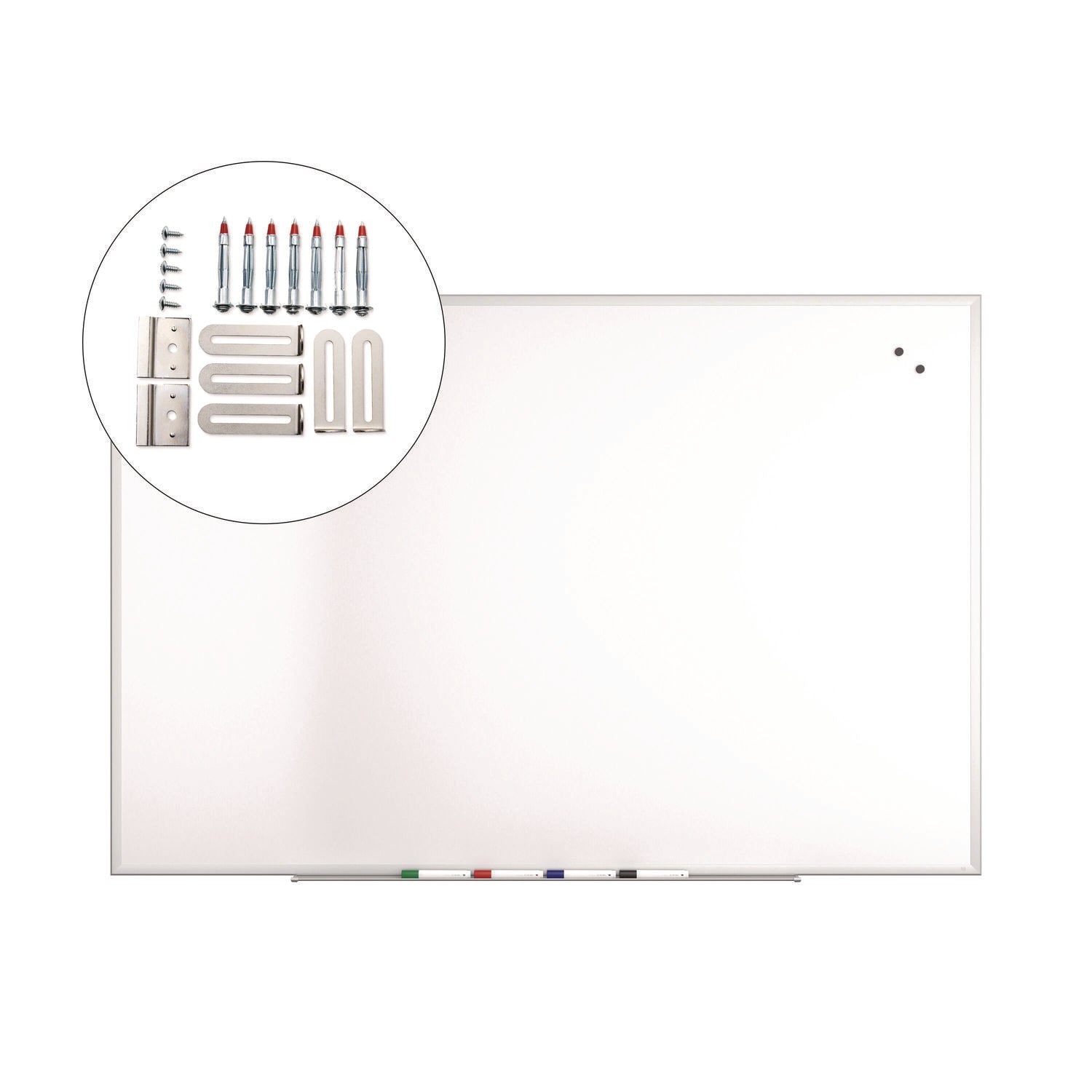 TRU RED™ Magnetic Steel Dry Erase Board, 48" x 72", White Surface, Gray/Natural Aluminum Frame