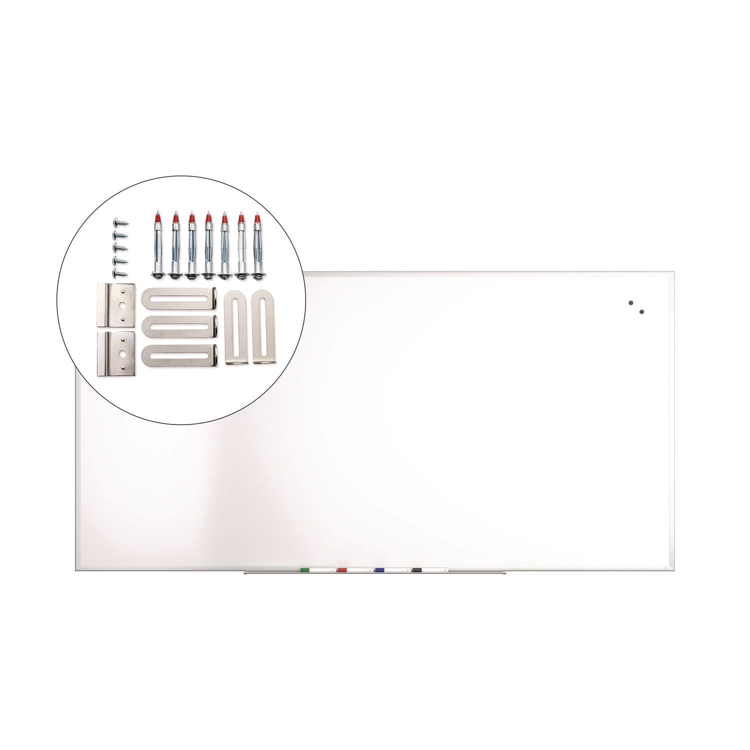 TRU RED™ Magnetic Steel Dry Erase Board, 48" x 96", White Surface, White Aluminum Frame