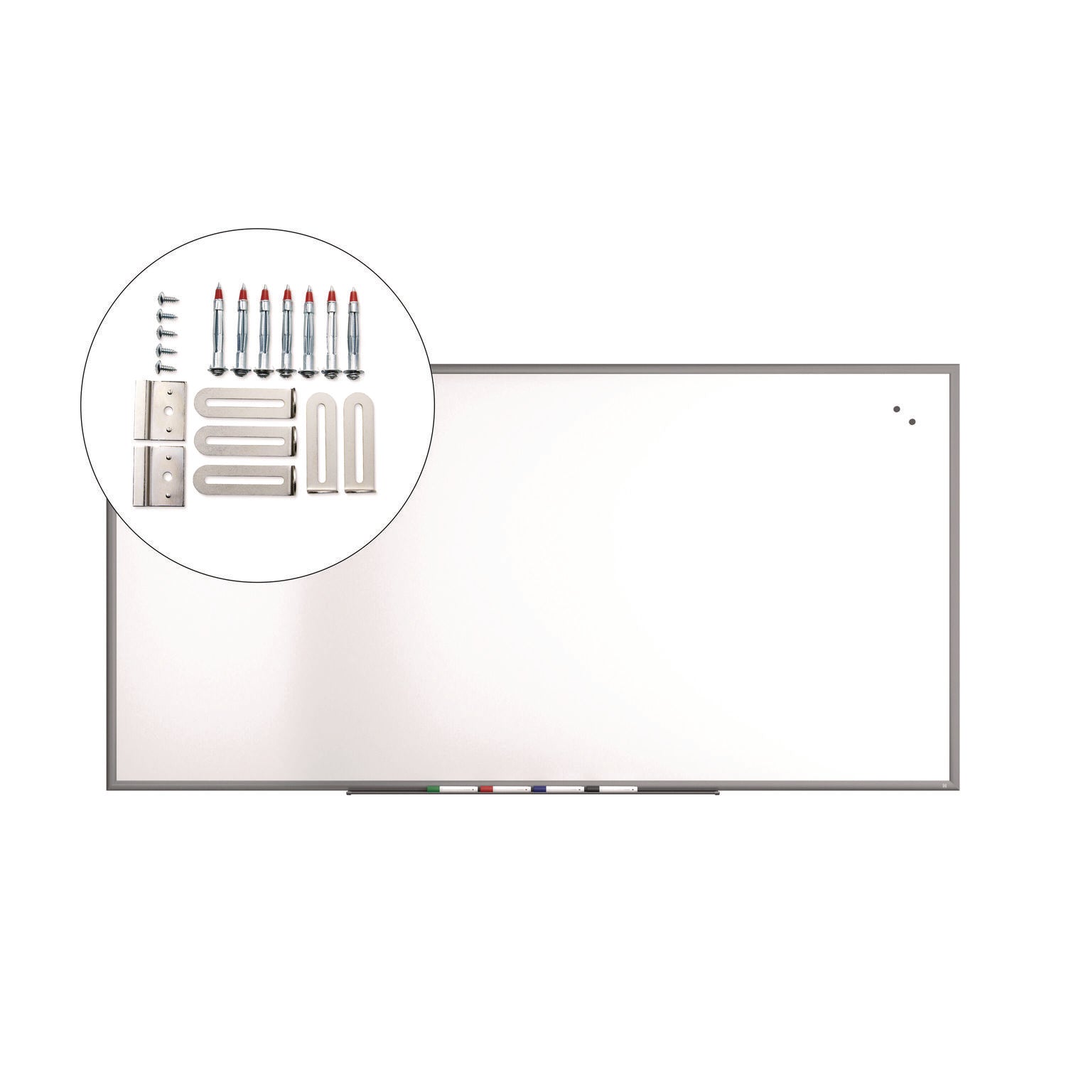 TRU RED™ Magnetic Porcelain Dry Erase Board, 96" x 48", White Surface, Gray/Natural Aluminum Frame