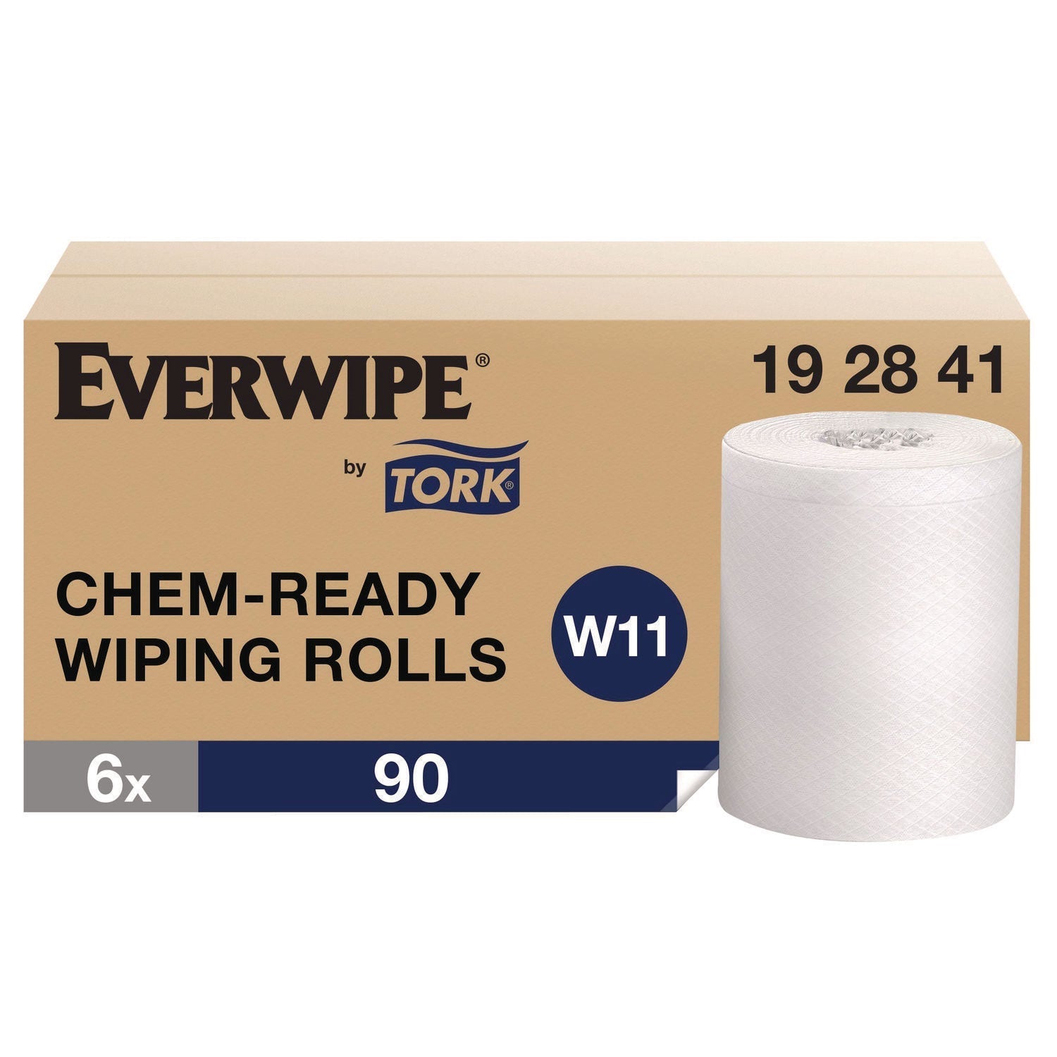 Tork® Chem-Ready Wiping Rolls, 1-Ply, 12 x 12, White, 90 Sheets, 6 Rolls/Carton