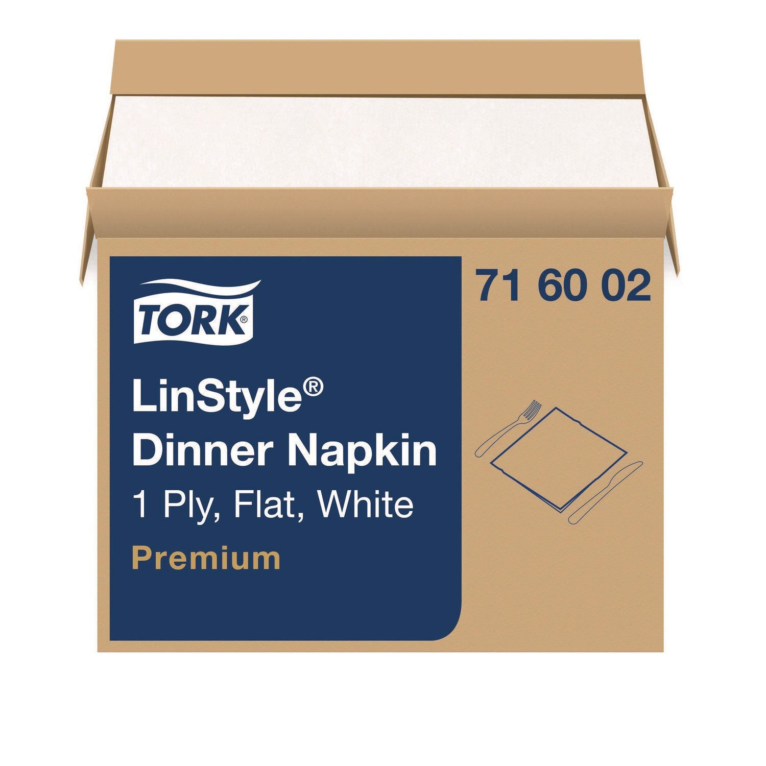 Tork® LinStyle Dinner Napkin, 1-Ply, 15 x 16, White, 1,000/Carton