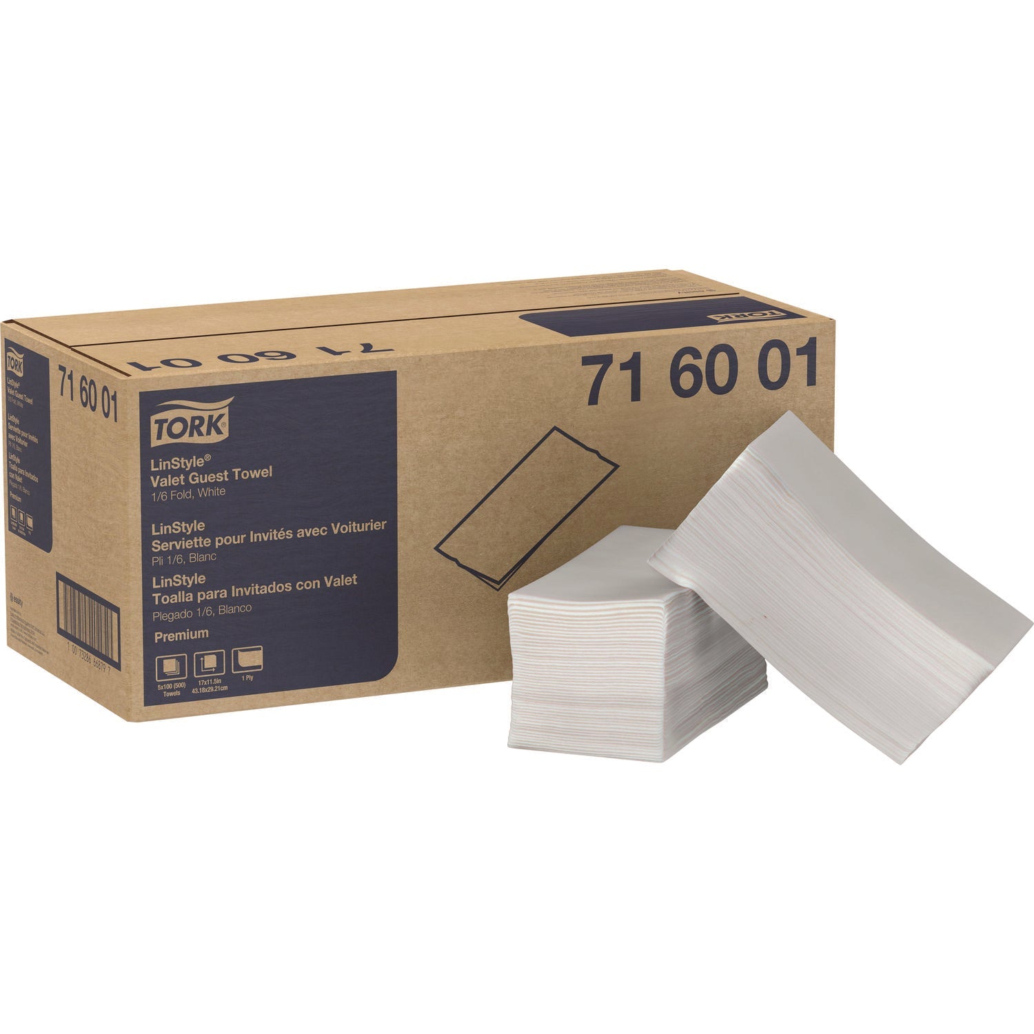 Tork® LinStyle Valet Guest Towel, 1-Ply, 11.5 x 17, White, 100/Pack, 5 Packs/Carton