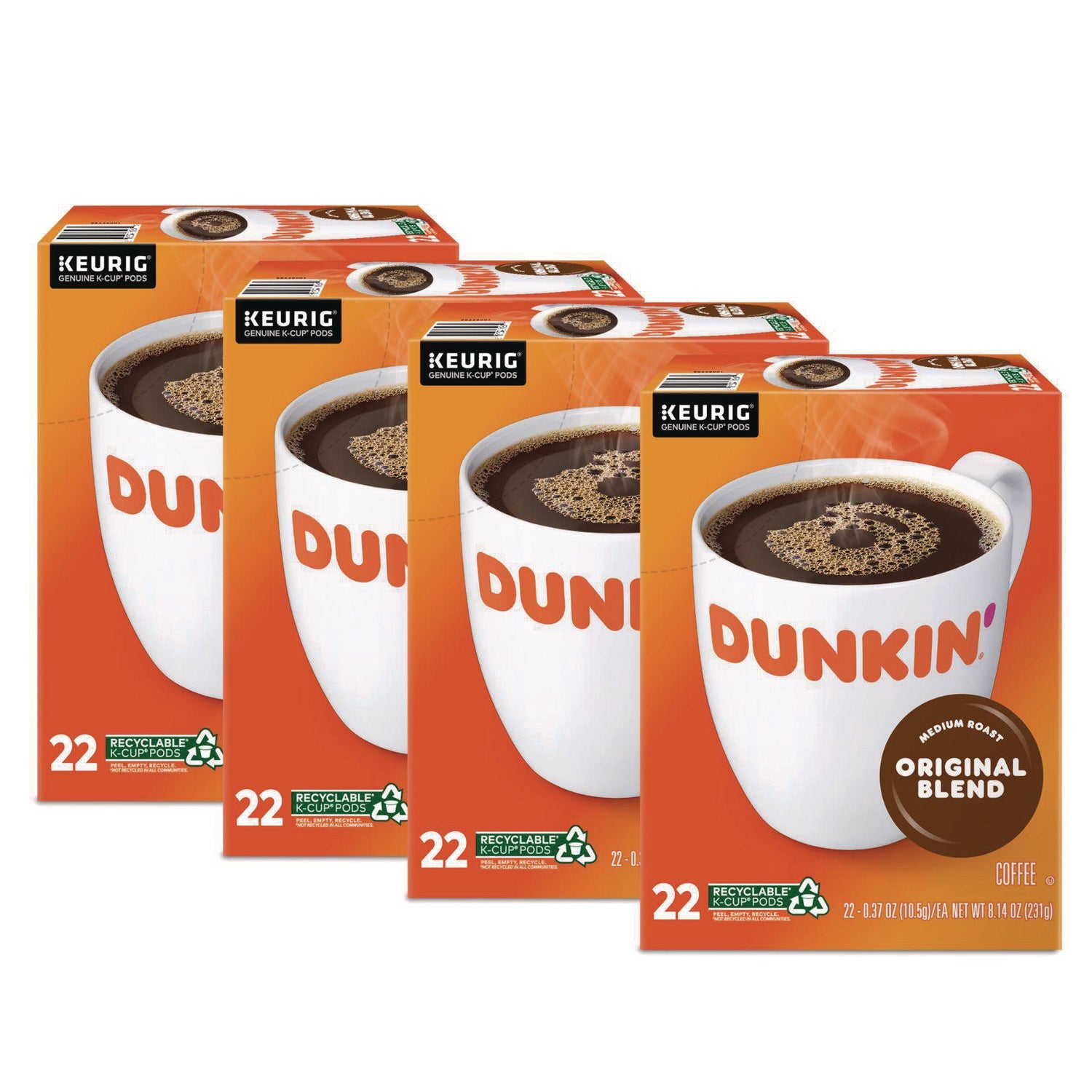 Dunkin'® K-Cup Pods, Dunkin Regular, 88/Carton