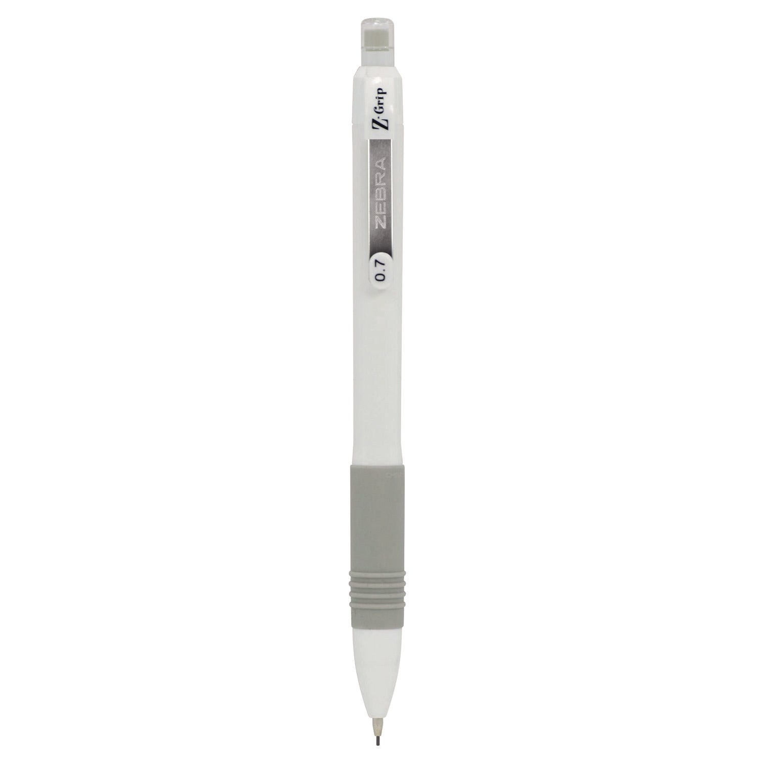 Zebra® Z-Grip Plus Mechanical Pencil, 0.7, (#2), Black Lead, White Barrel, Dozen