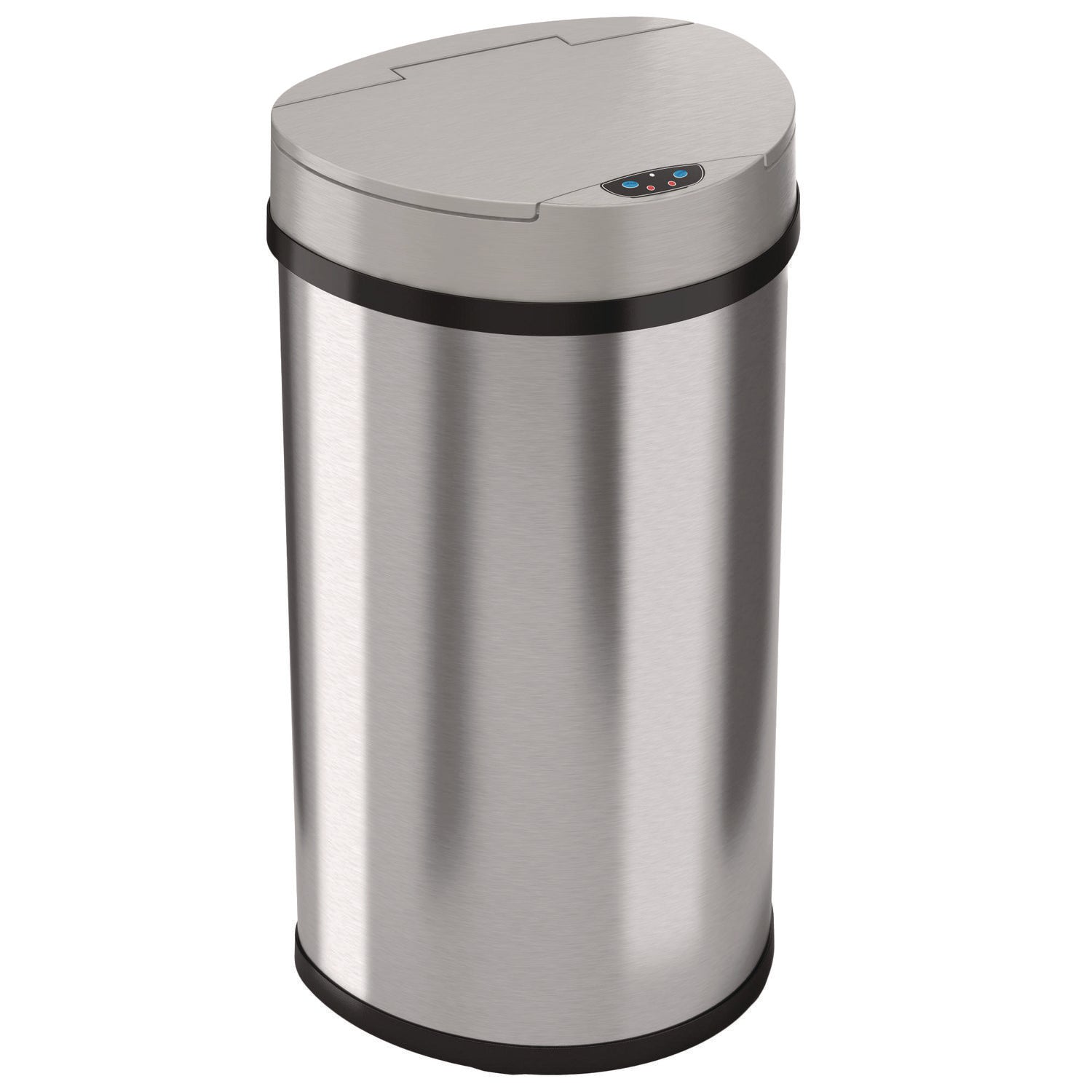 HLS Commercial® Sensor Trash Can, Half-Round Cylinder, 13 gal, Plastic/Stainless Steel, Silver