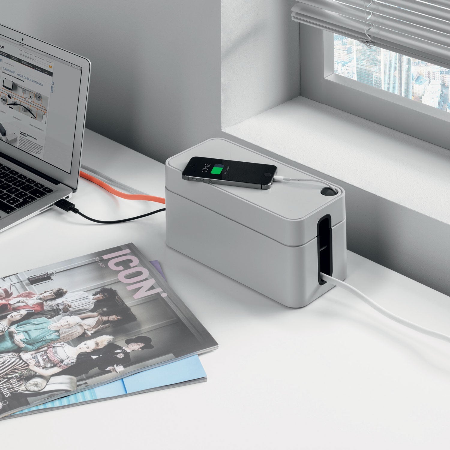 Durable® CAVOLINE Cable Management Box, 9.6" w x 4.96" d x 4.56" h, Small, Gray - Bloom Skins