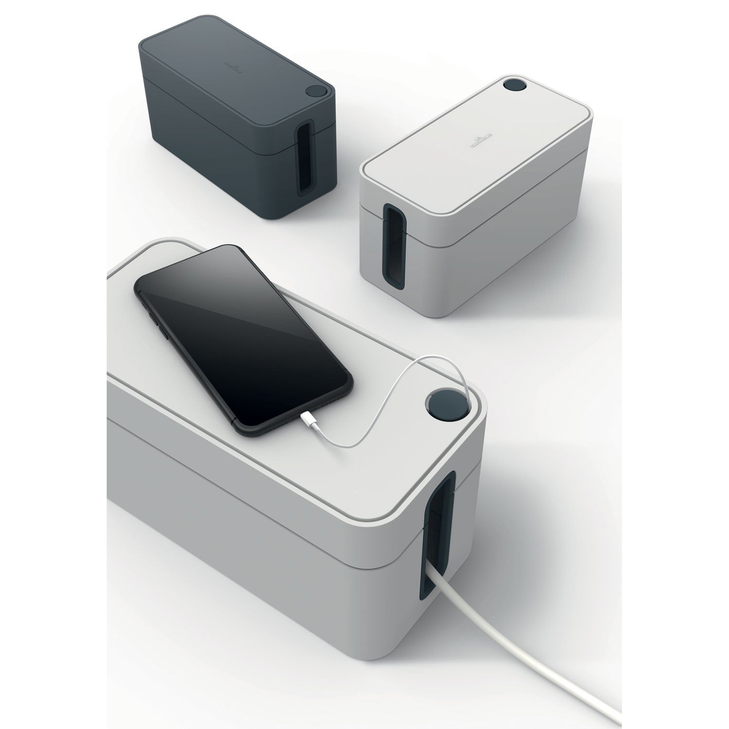 Durable® CAVOLINE Cable Management Box, 9.6" w x 4.96" d x 4.56" h, Small, Gray - Bloom Skins