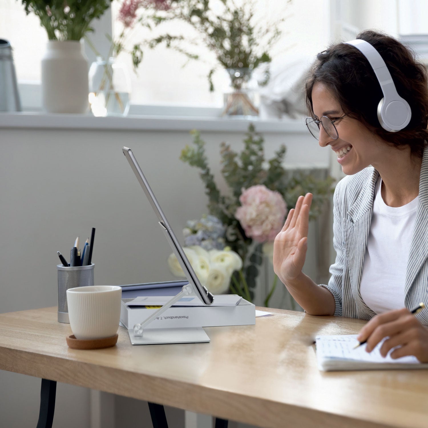 Durable® Adjustable Tablet Stand, Silver - Bloom Skins