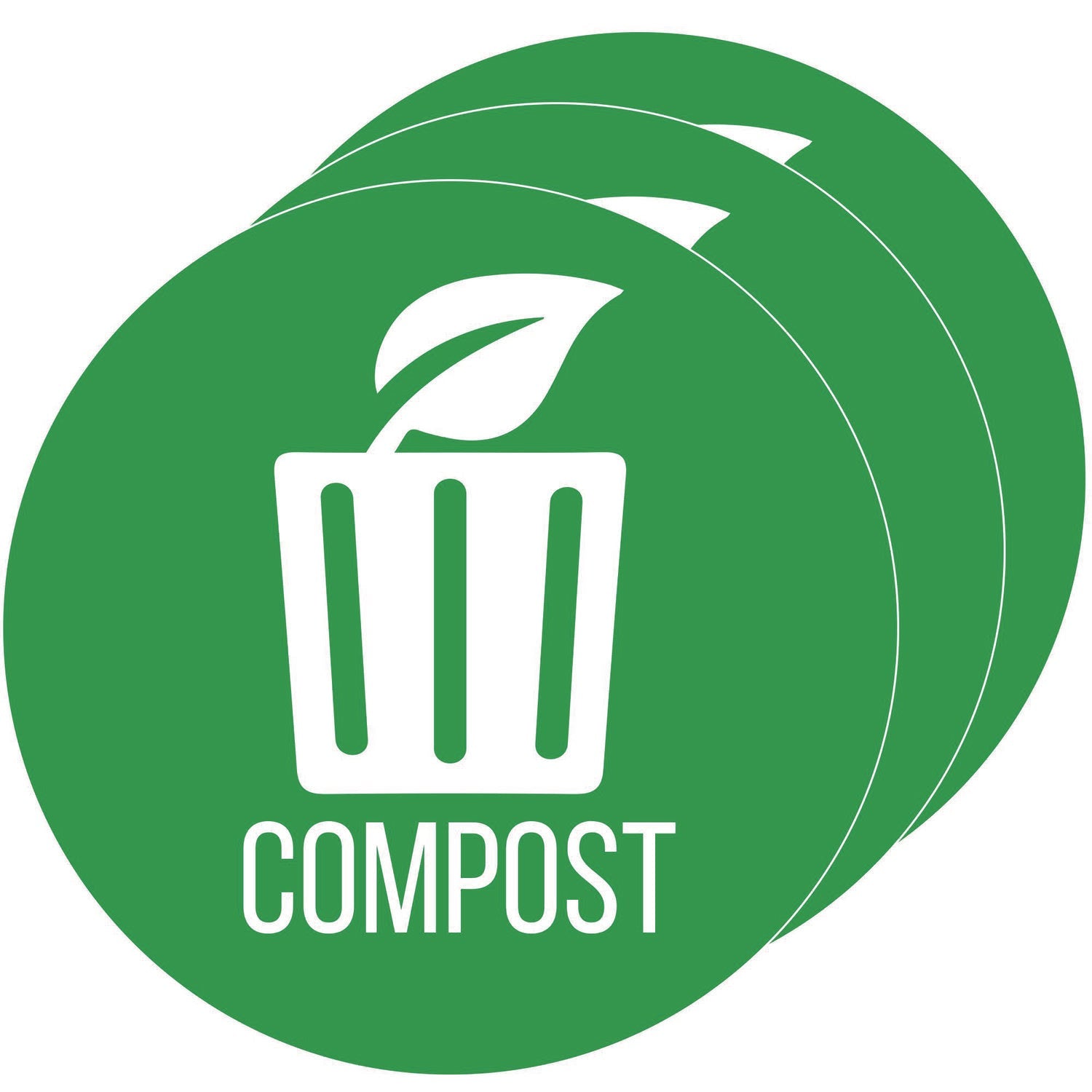 HLS Commercial® Vinyl Decals, Compost, 4" Diameter, Green/White, 3/Pack