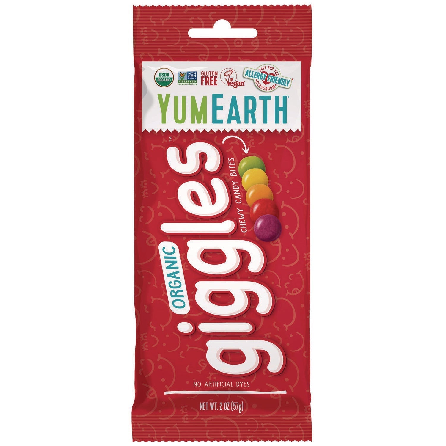 YumEarth Organic Giggles, Assorted Flavors, 2 oz Bag, 12/Carton