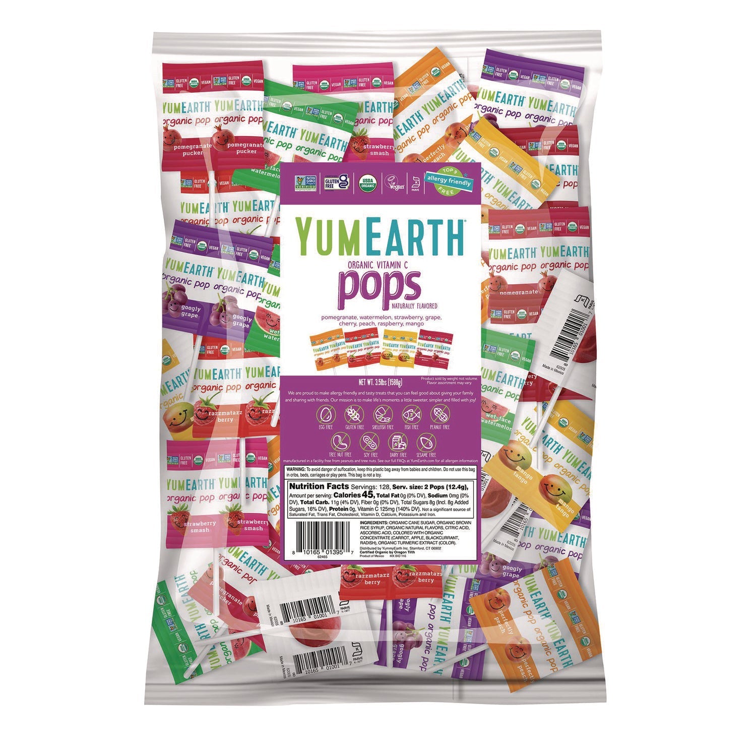 YumEarth Organic Vitamin C Lollipops, Assorted Flavors, 3.5 lb Bag, 250 Pieces - Bloom Skins