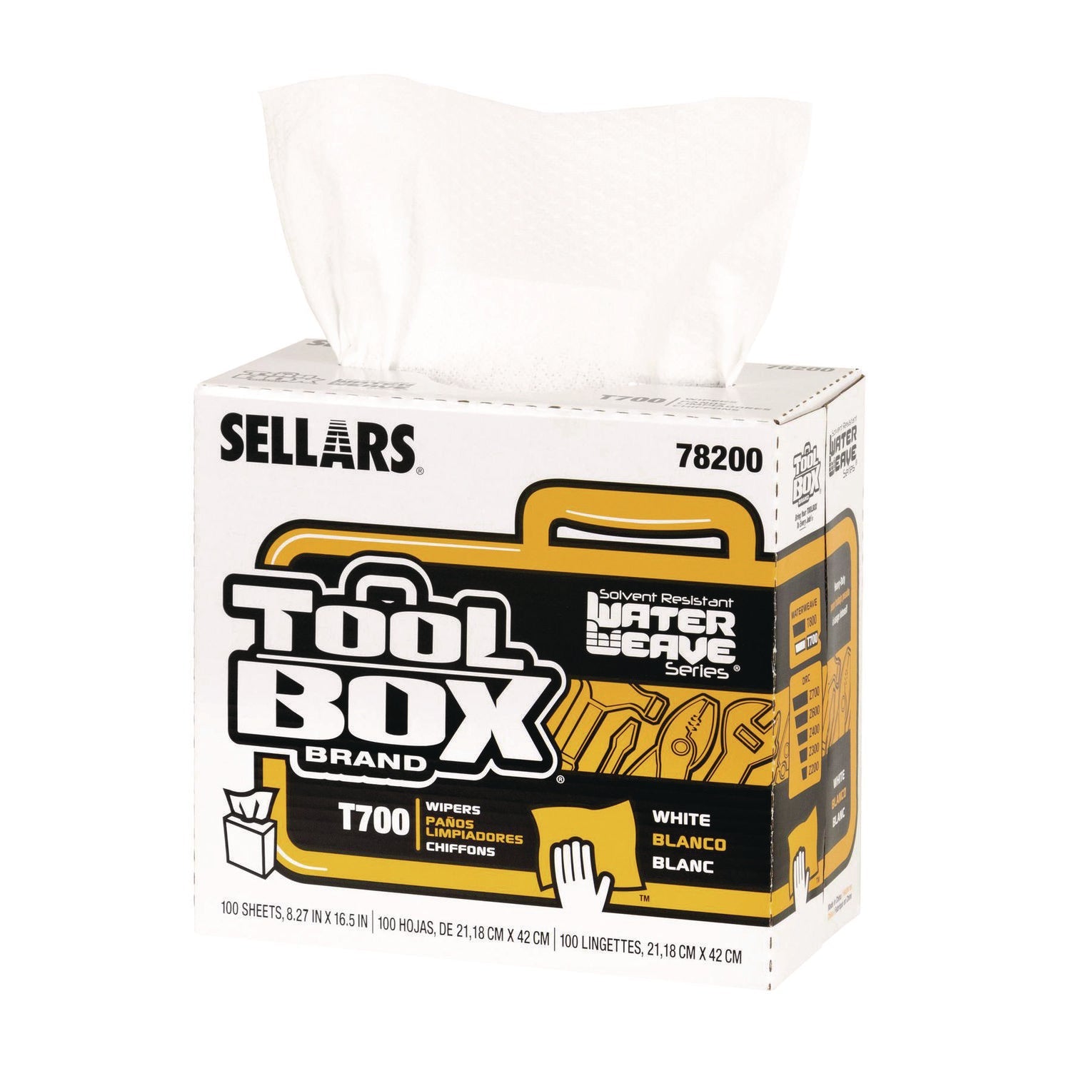 Sellars® TOOLBOX WaterWeave T700 Wipers, 1-Ply, 8.27 x 16.5, White, 100 Sheets/Box, 8 Boxes/Carton