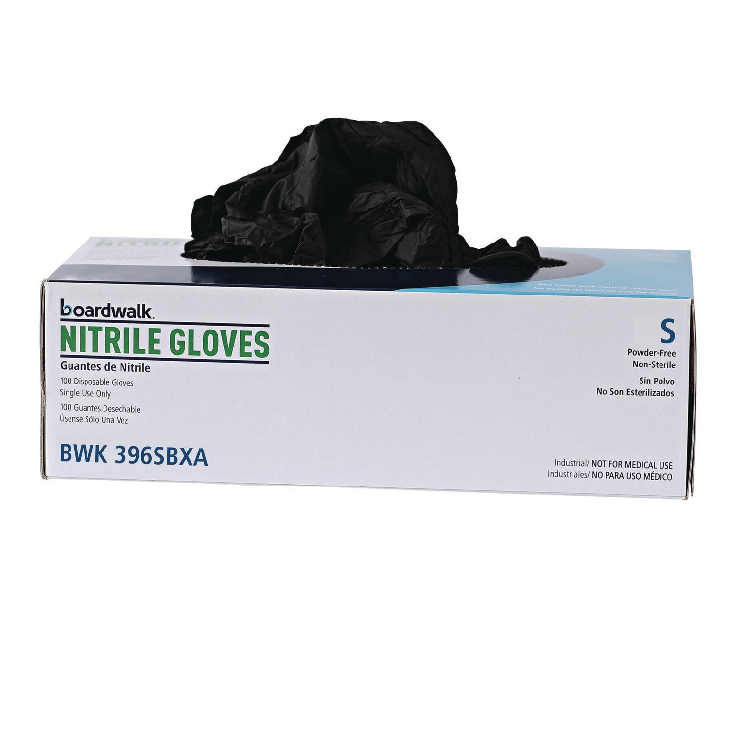 Boardwalk® Disposable General-Purpose Powder-Free Nitrile Gloves, Small, Black, 4.4 mil, 100/Box, 10 Boxes/Carton