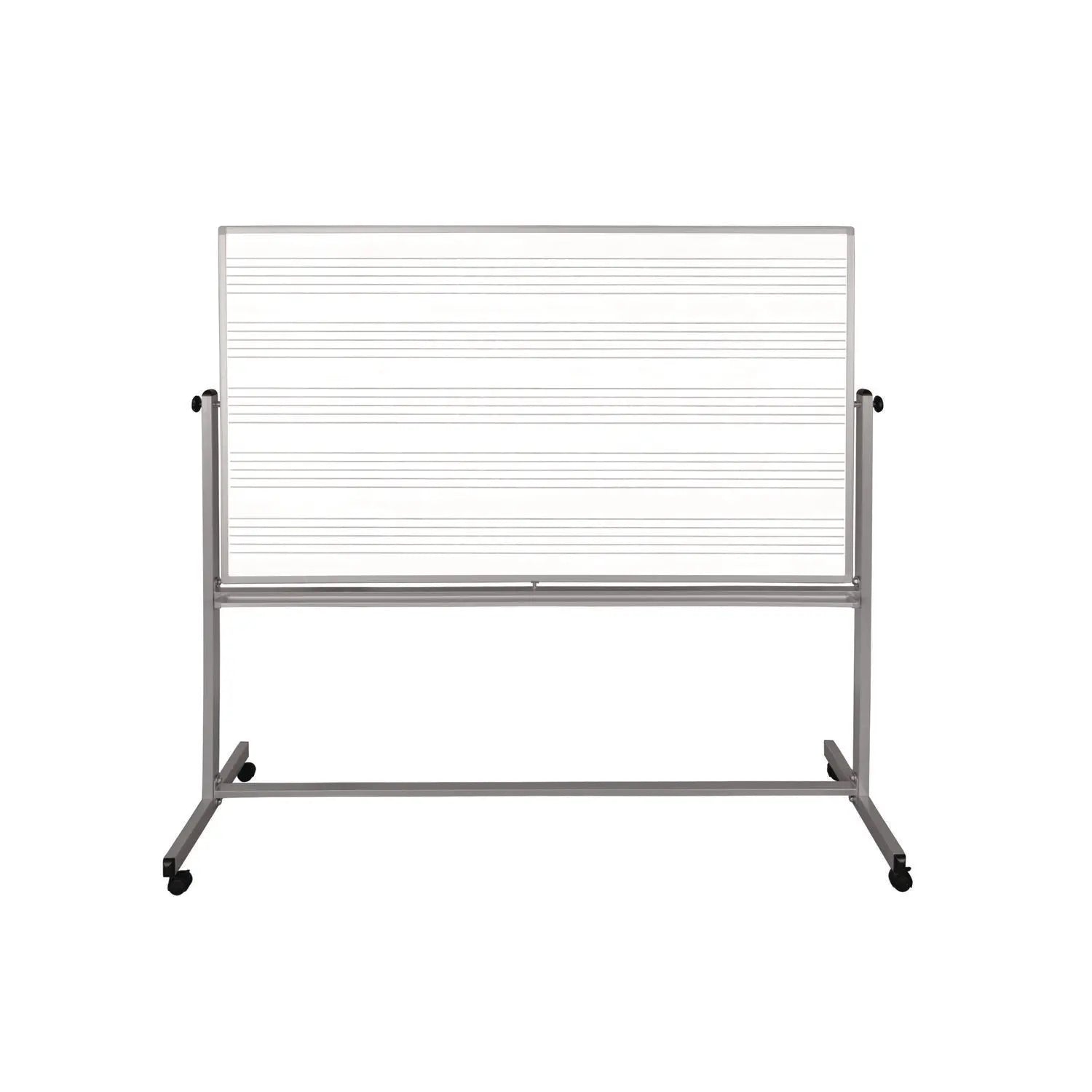 Luxor Mobile Music Staff Whiteboard, Dual-Sided Music Notation, 72" x 48", White Surface, Silver Aluminum Frame