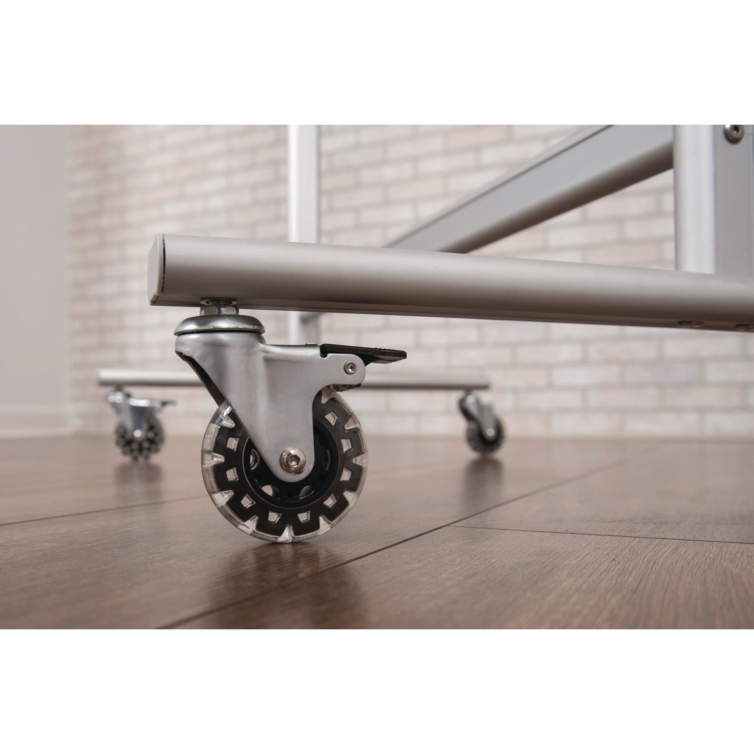 Luxor Mobile Magnetic Glass Dry Erase Board, 60" x 40", White Surface, Silver Aluminum Frame