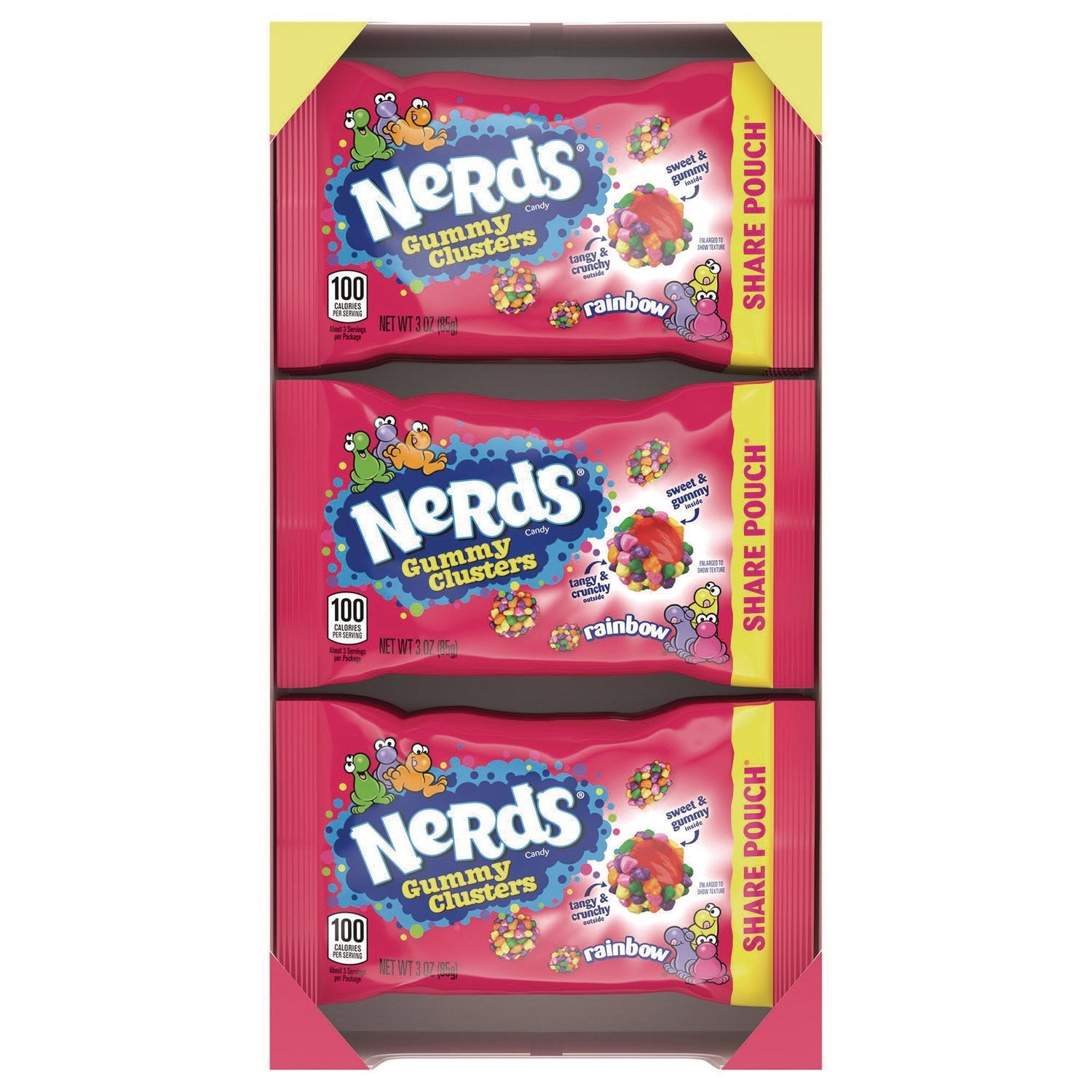 NERDS® Rainbow Gummy Clusters Share Pack, Assorted Flavors, 3 oz Packet, 12/Carton - Bloom Skins