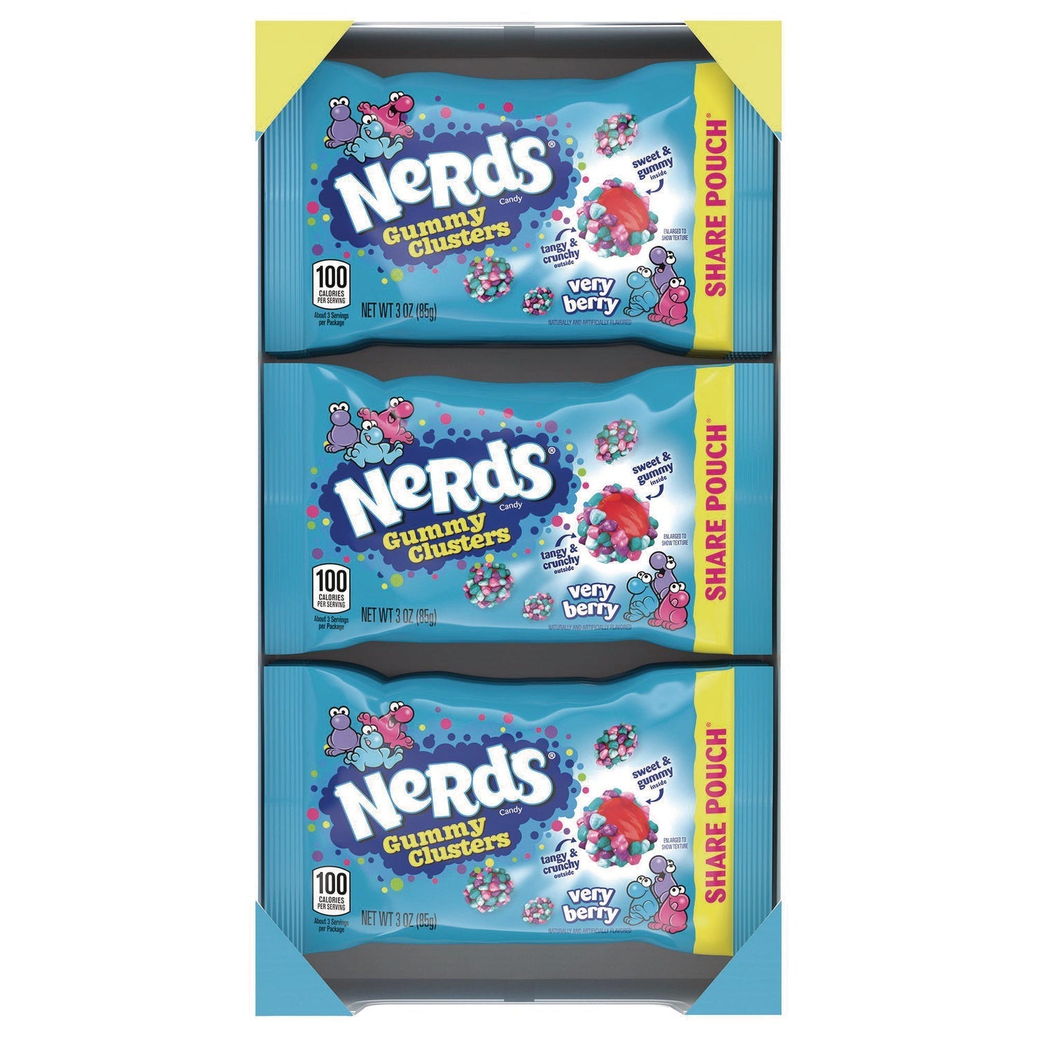 NERDS® Very Berry Clusters Share Pack, Berry, 3 oz Packet, 12/Carton